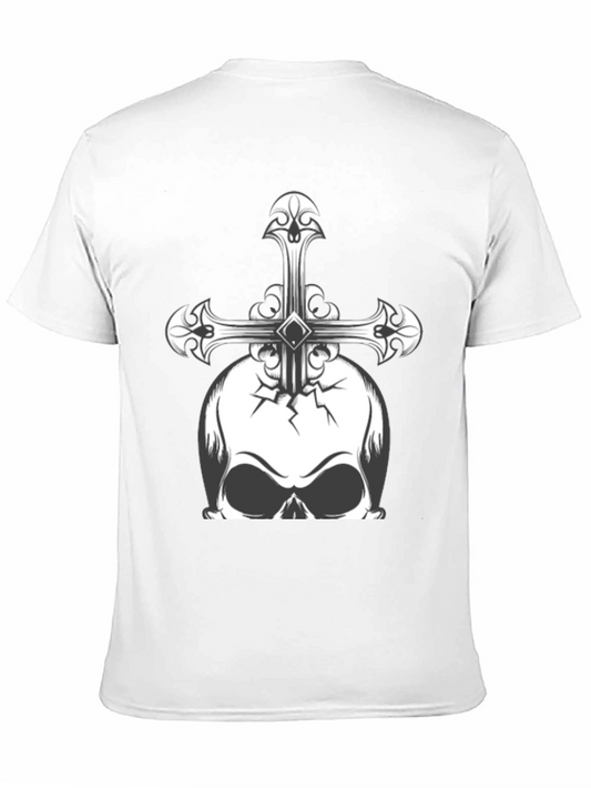 Camiseta Negra con Calavera y Cruz Gótica