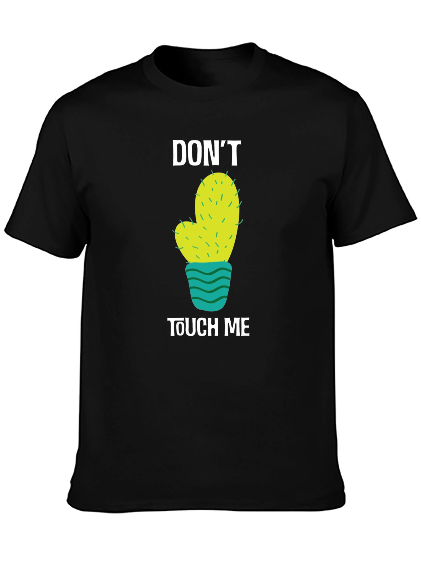 Camiseta Negra con Diseño de Cactus No me toques