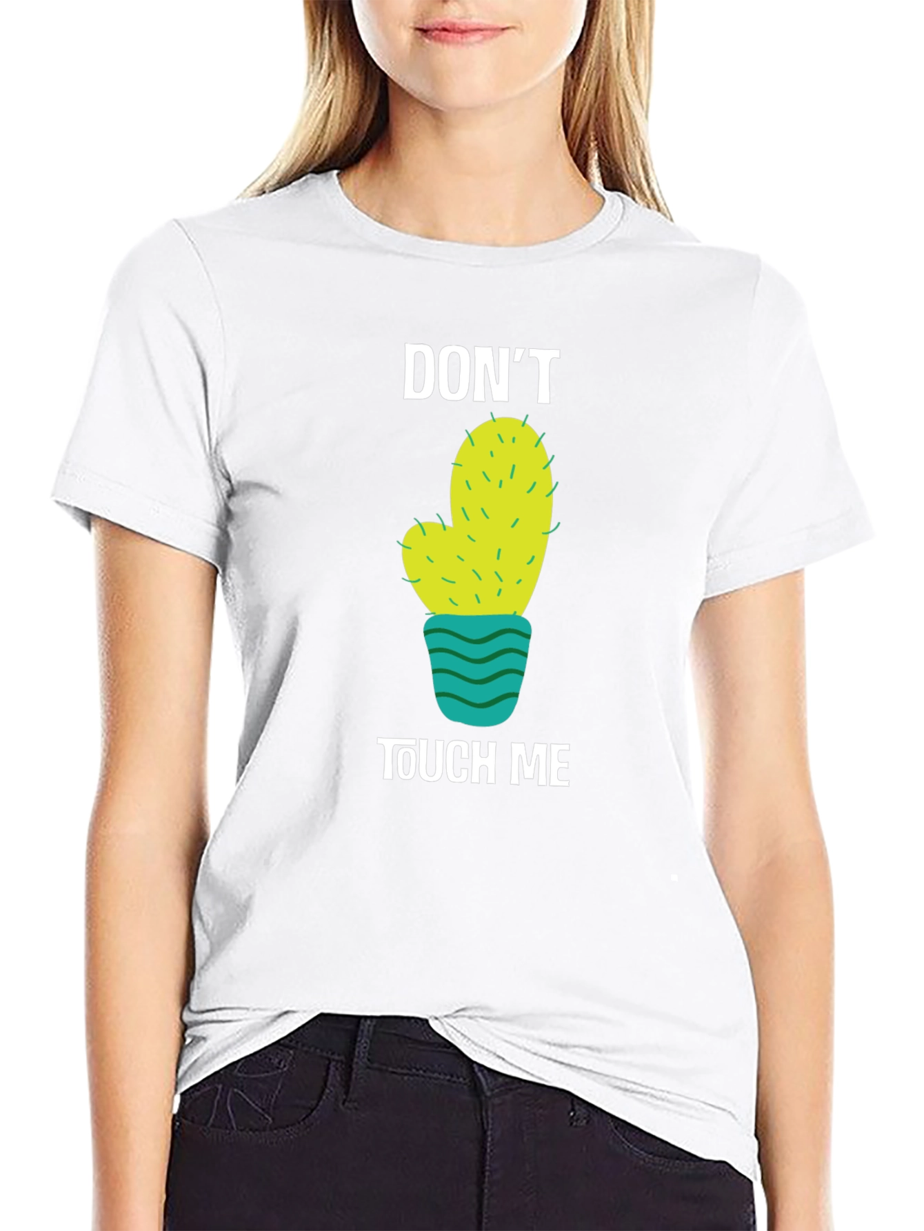 Camiseta Negra con Diseño de Cactus No me toques