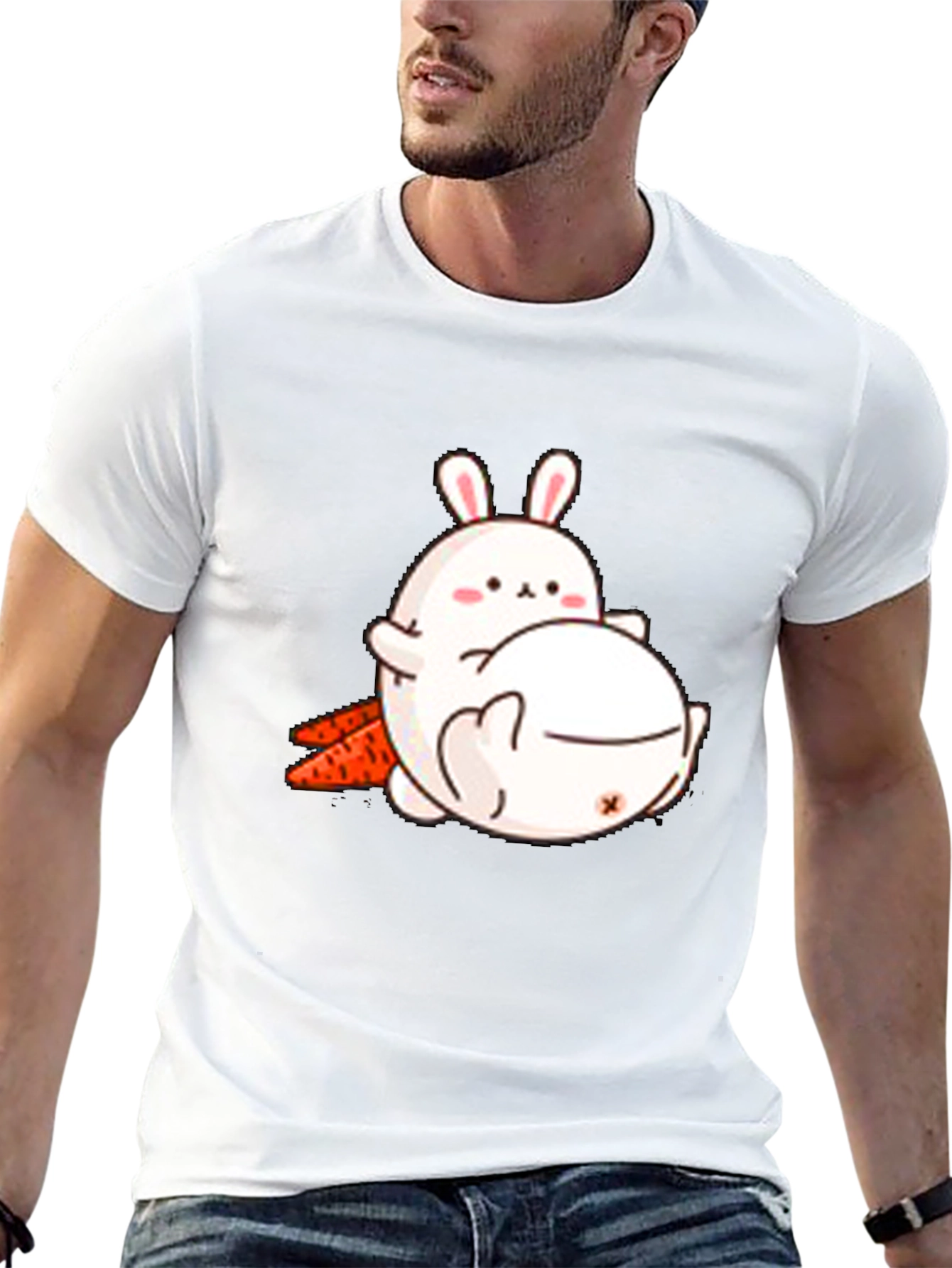Camiseta Negra con Diseño de Conejos Adorable