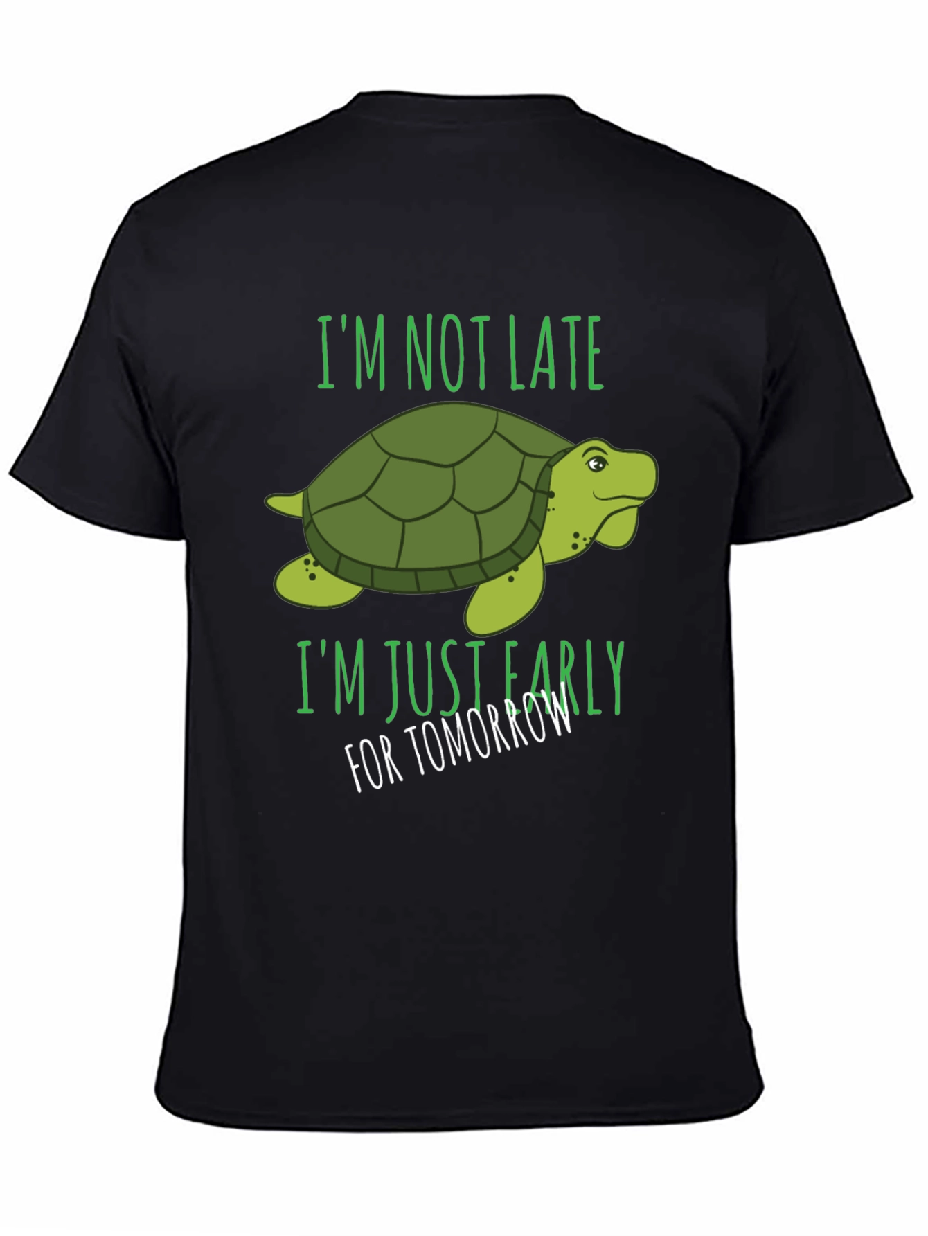 Camiseta Negra con Diseño de Tortuga Divertida