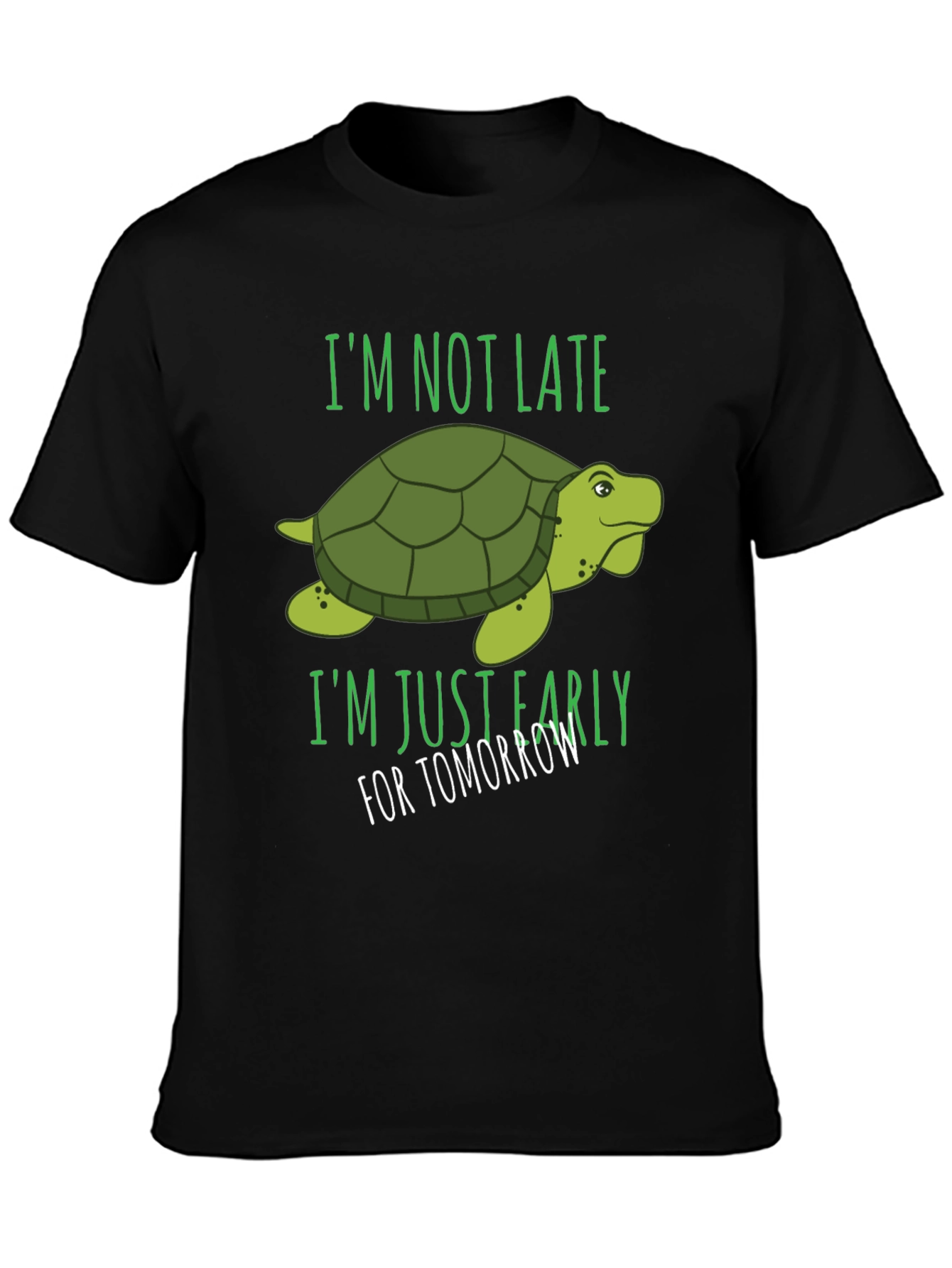 Camiseta Negra con Diseño de Tortuga Divertida