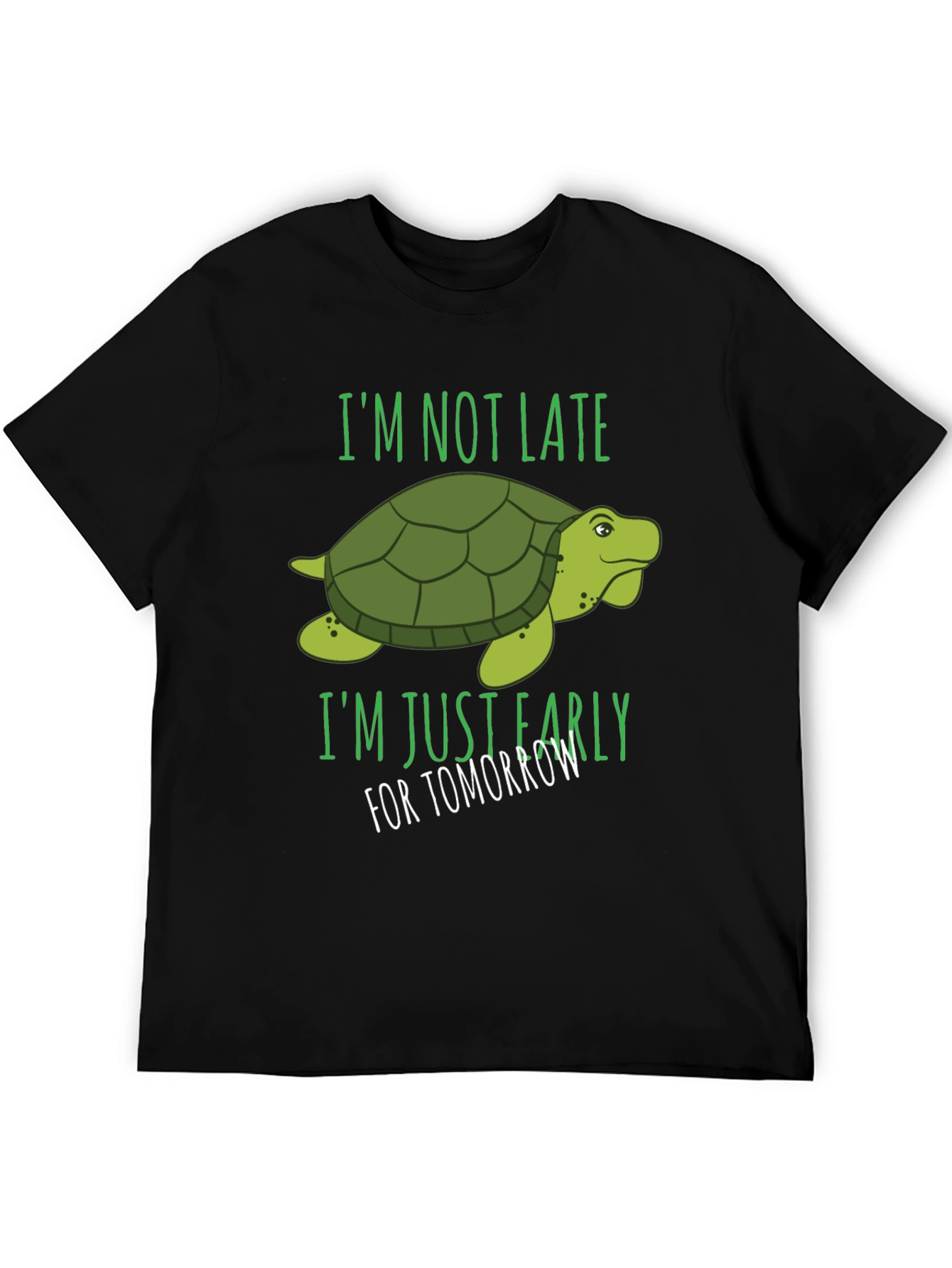 Camiseta Negra con Diseño de Tortuga Divertida