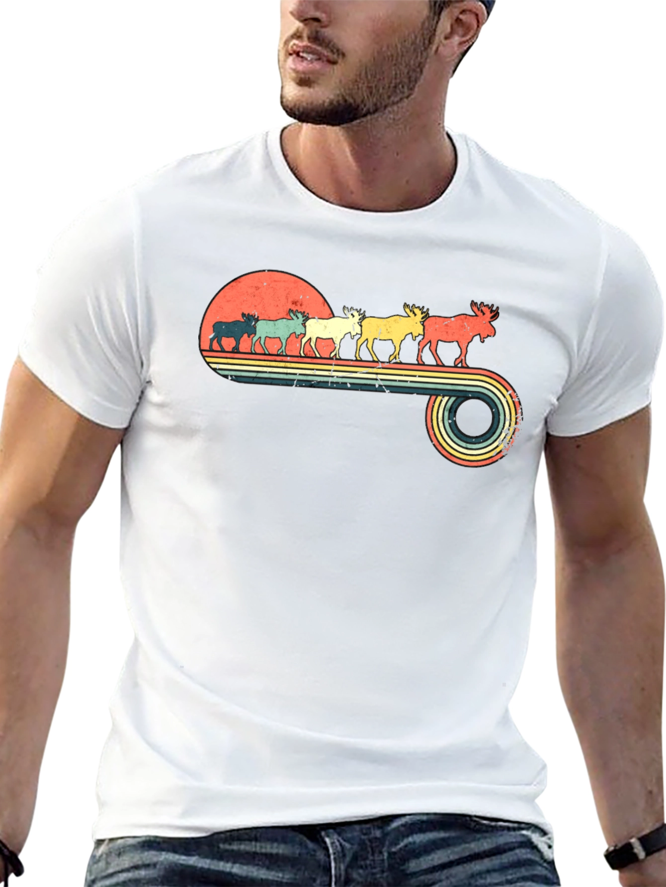 Camiseta Retro con Diseño de Alces