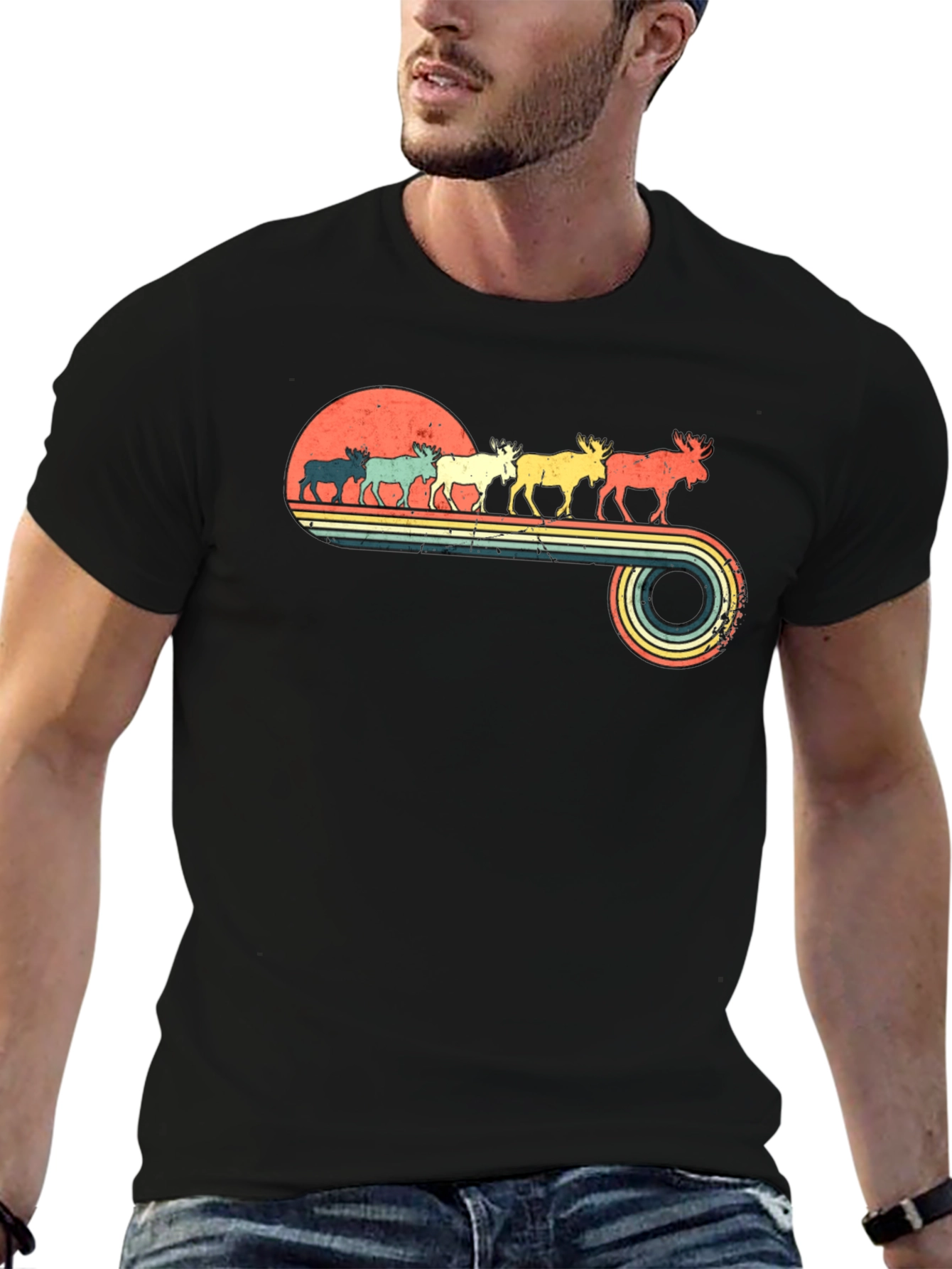 Camiseta Retro con Diseño de Alces
