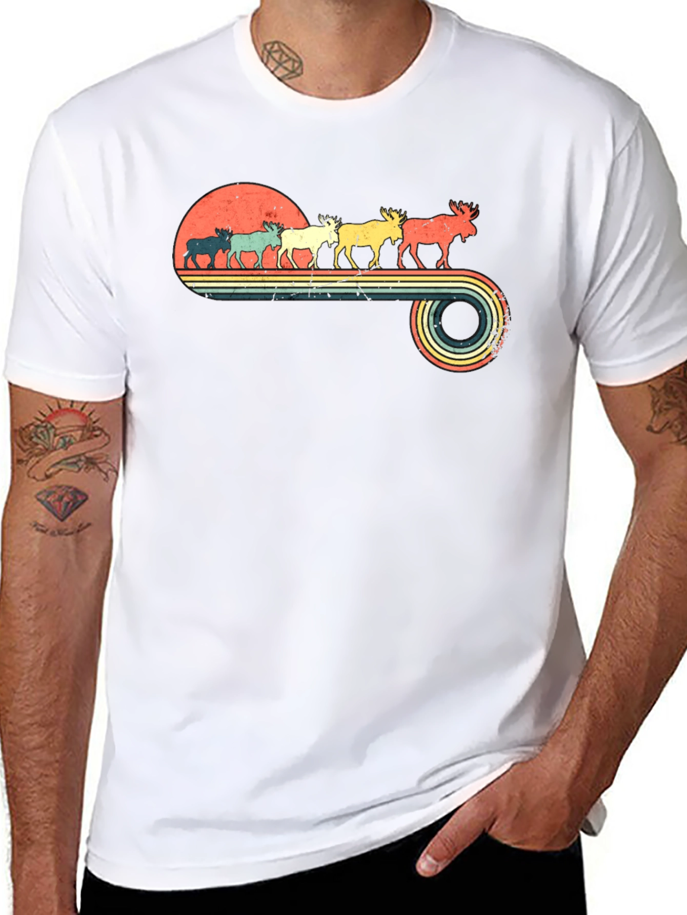 Camiseta Retro con Diseño de Alces