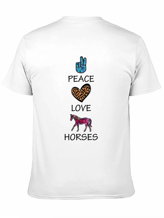 Camiseta Hombre Paz Amor Caballos Estampada