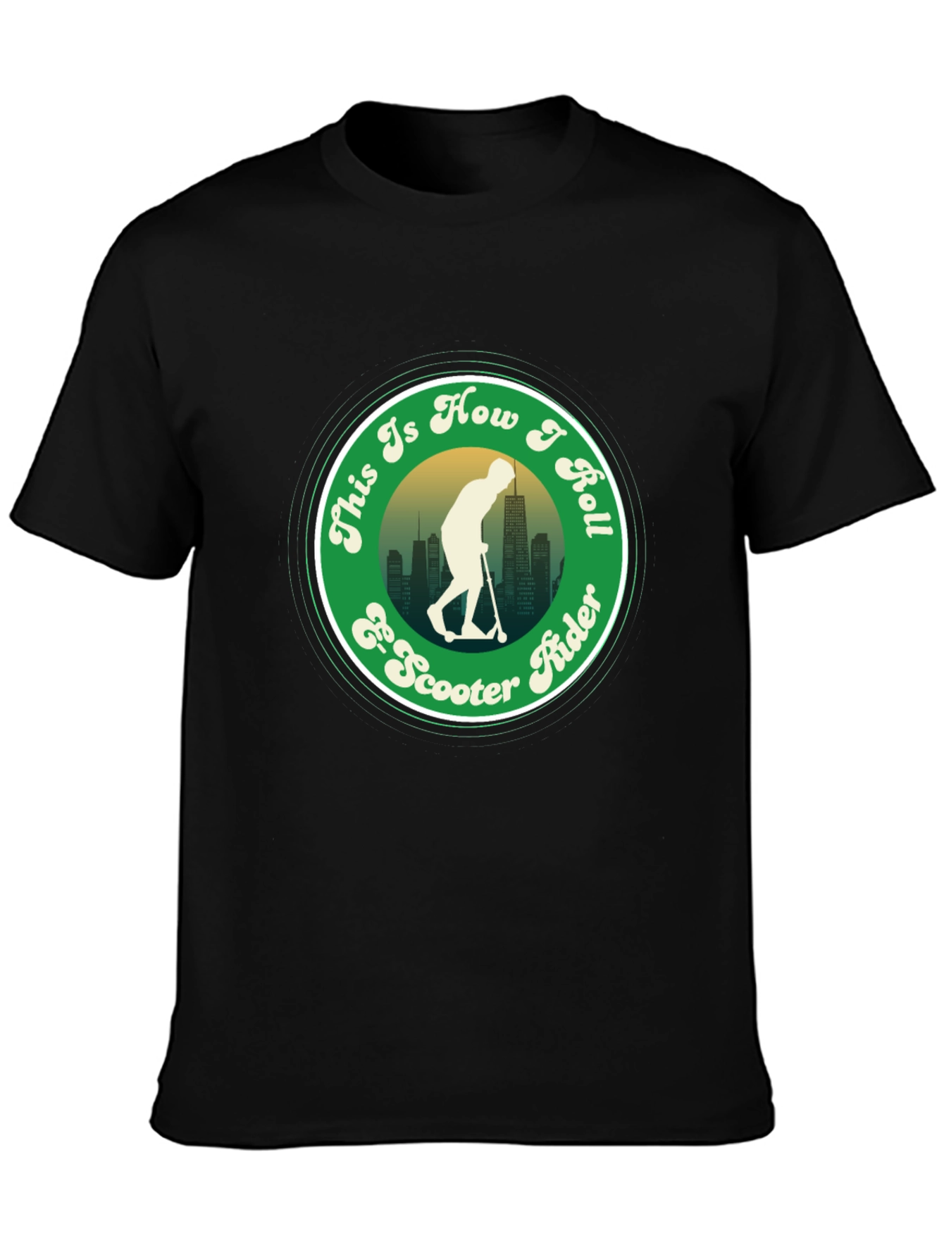 Camiseta Negra con Diseño de Scooter