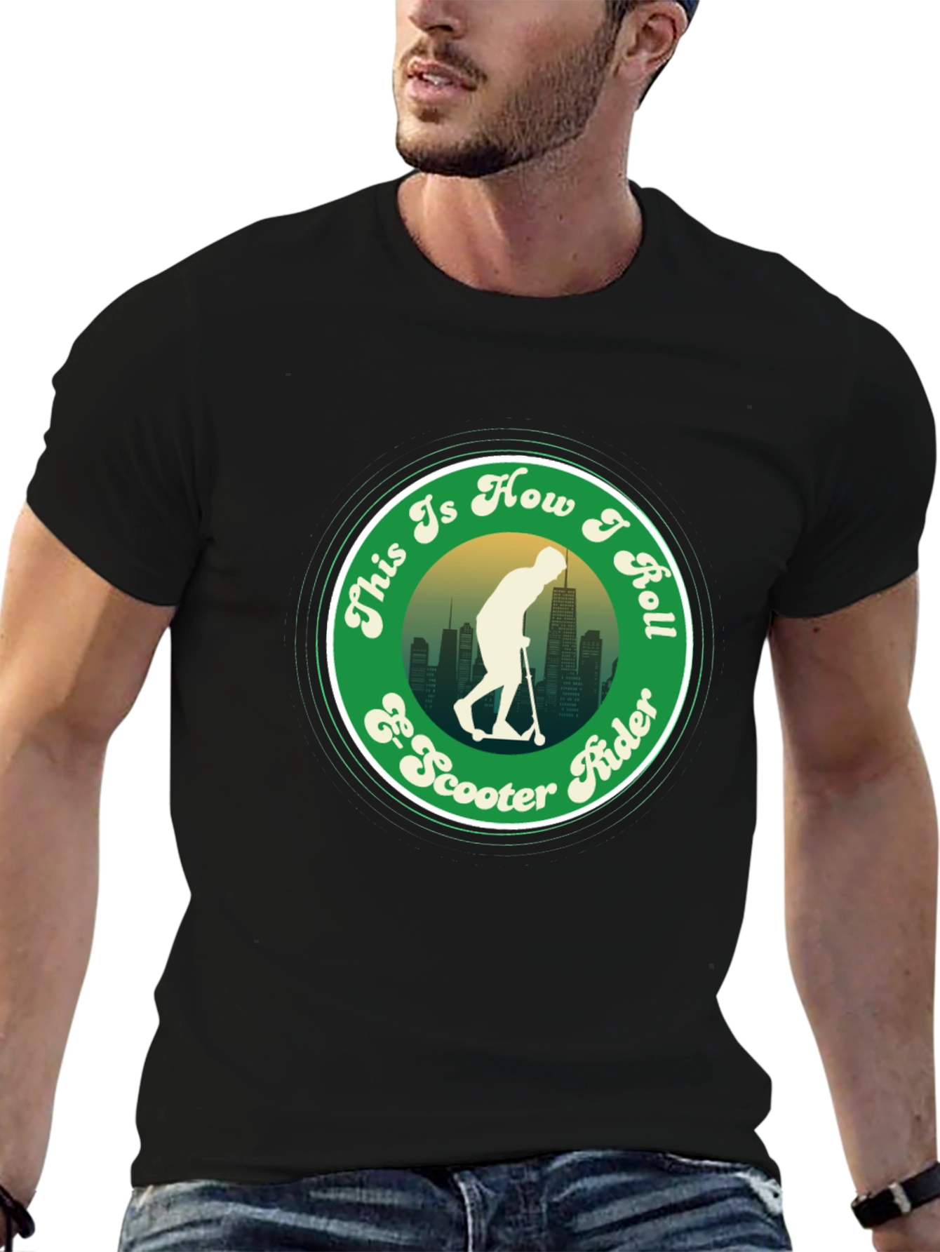 Camiseta Negra con Diseño de Scooter
