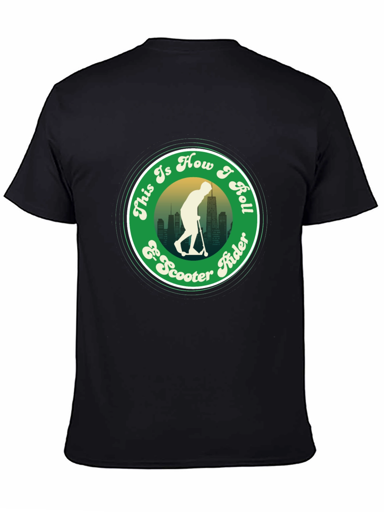 Camiseta Negra con Diseño de Scooter