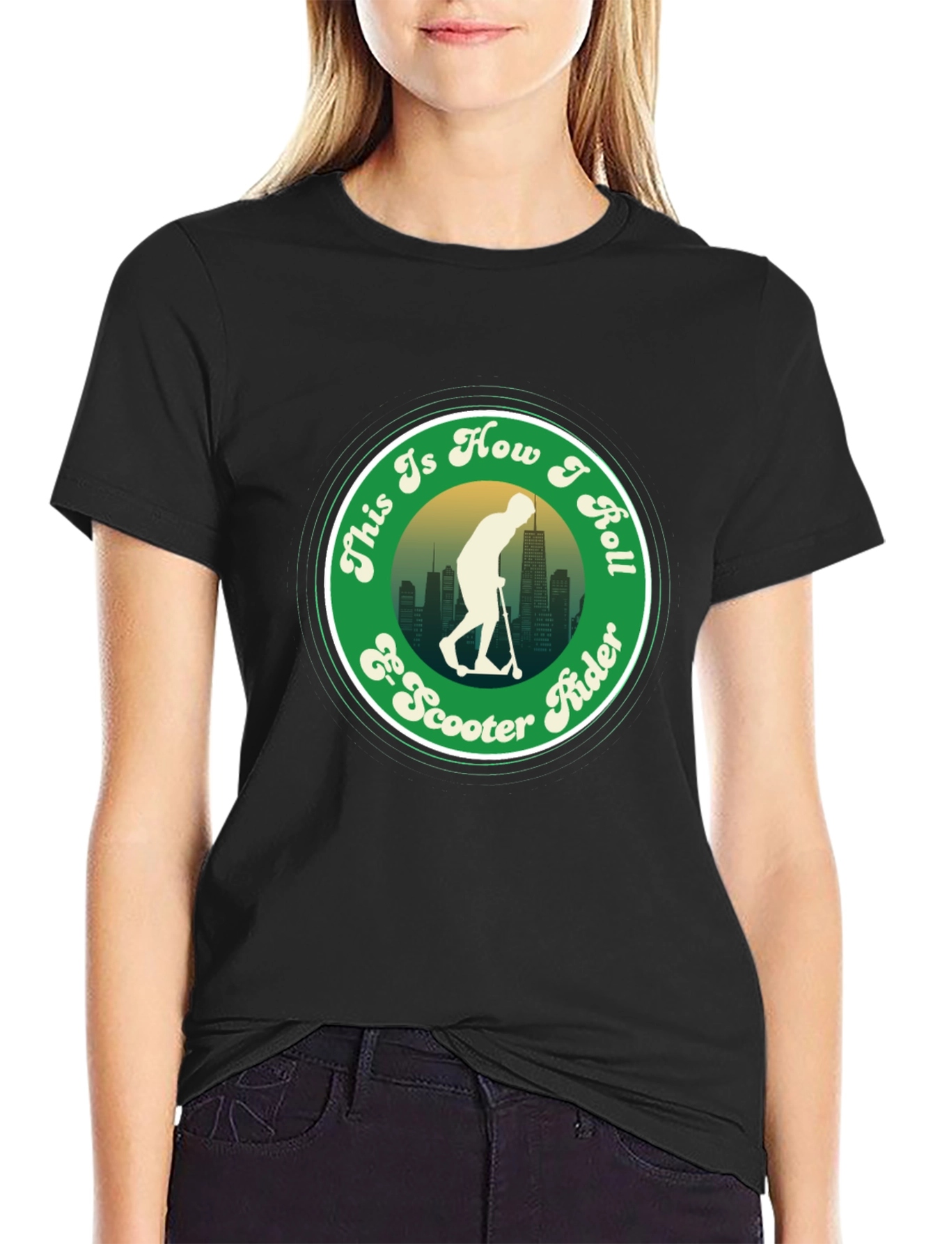 Camiseta Negra con Diseño de Scooter