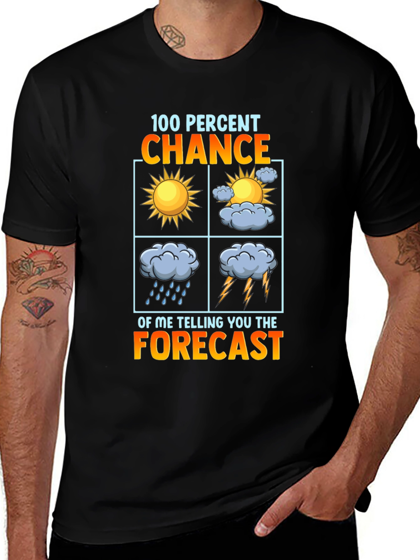 Camiseta Negra con Diseño del Tiempo - 100% Probabilidad