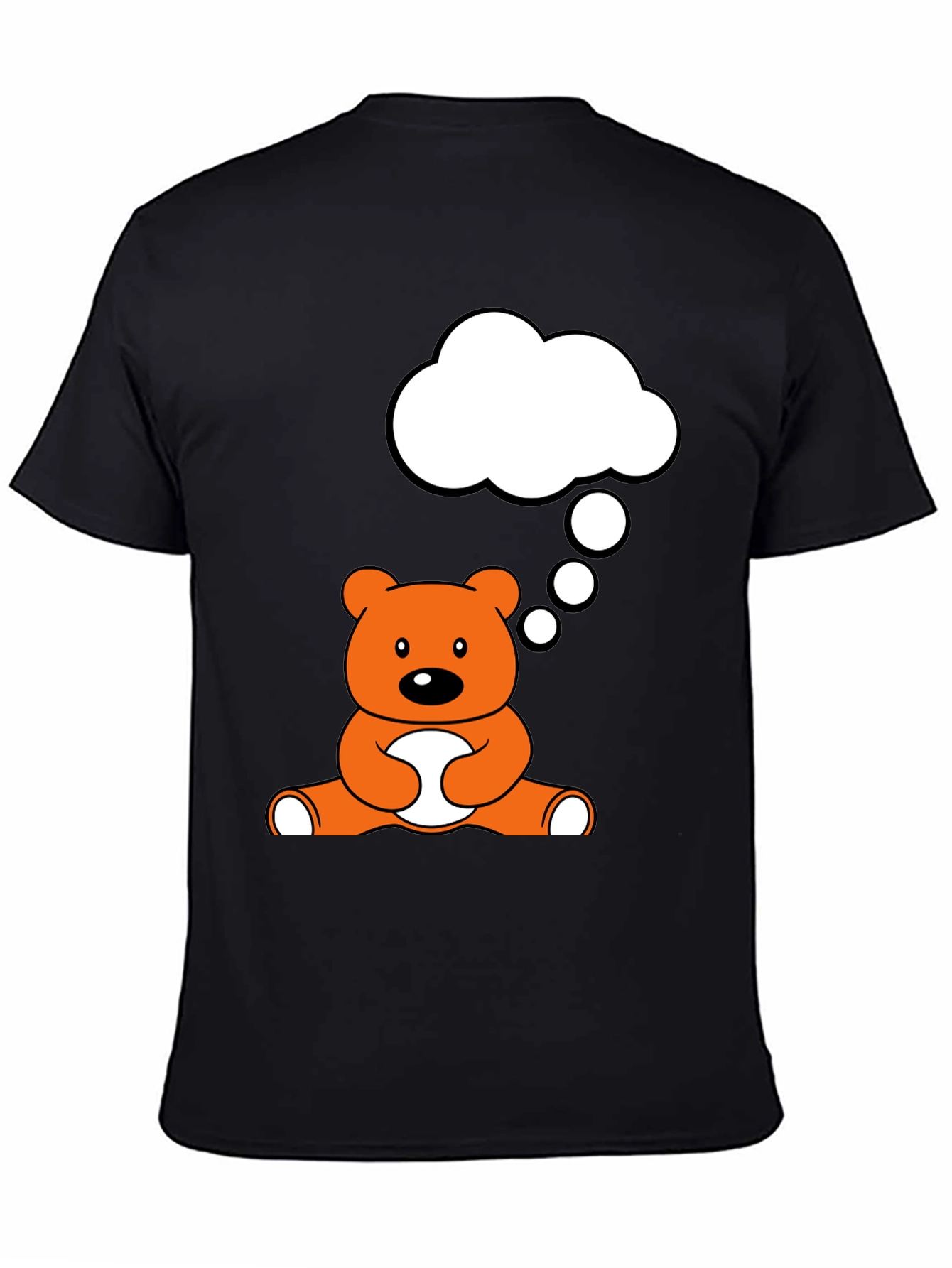 Camiseta Negra con Diseño de Oso Pensativo