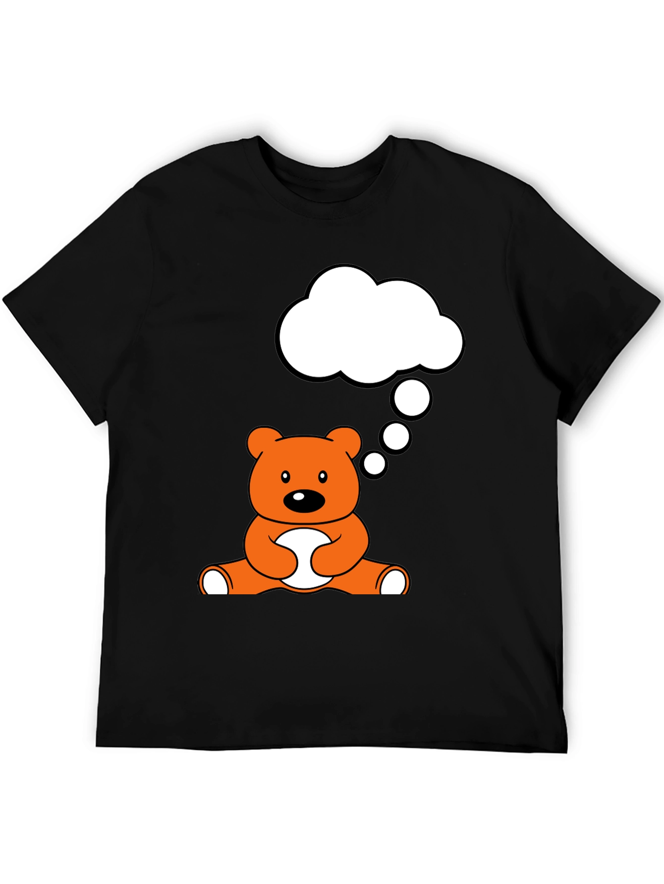 Camiseta Negra con Diseño de Oso Pensativo