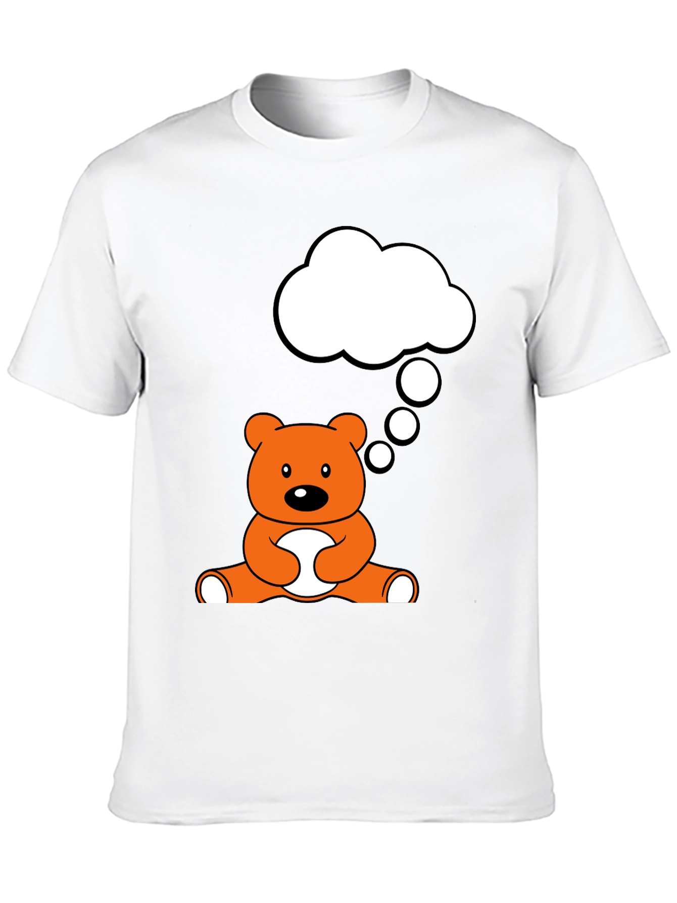 Camiseta Negra con Diseño de Oso Pensativo