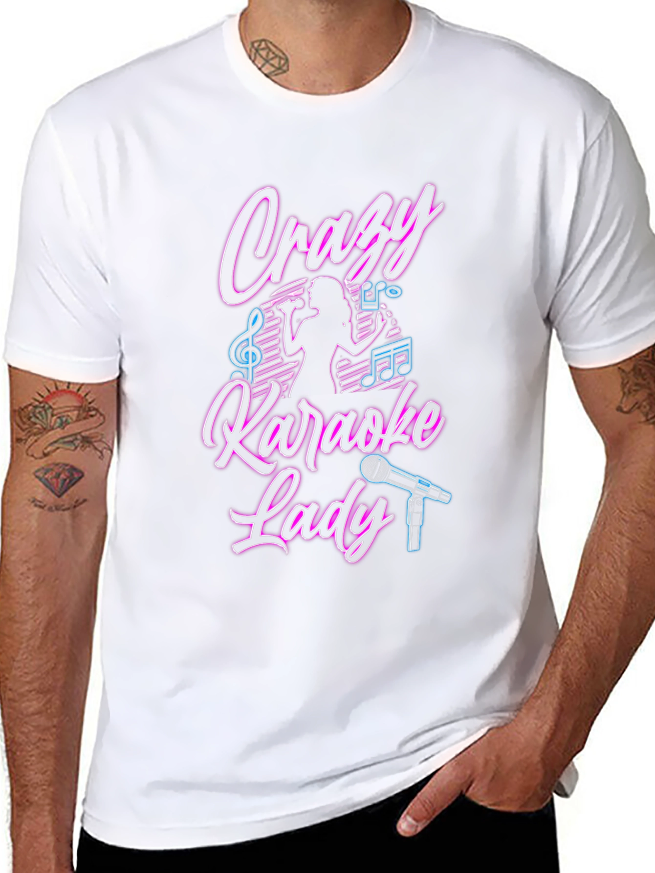 Camiseta Negra Crazy Karaoke Lady