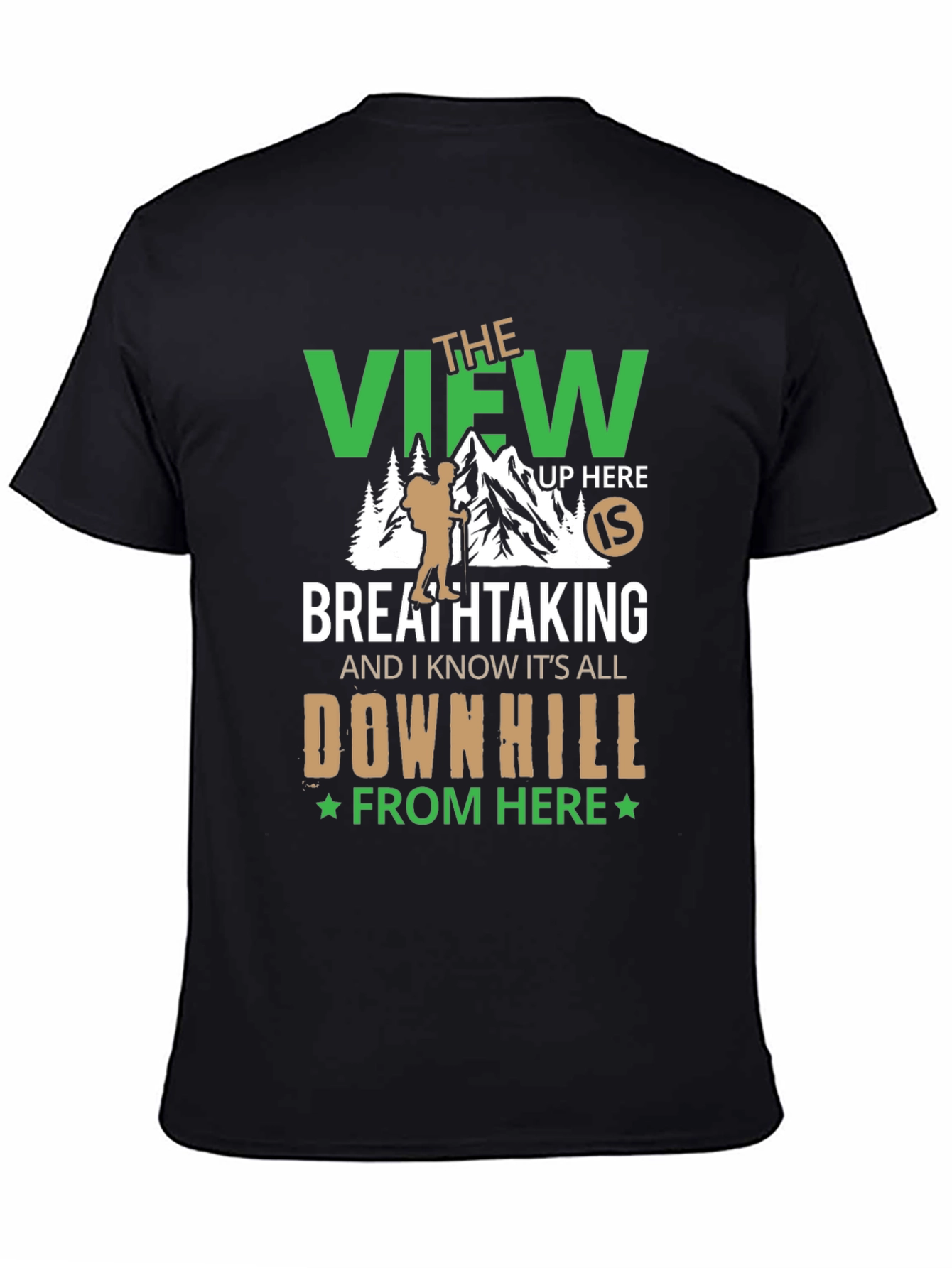 Camiseta Negra: Vista Montaña y Aventura