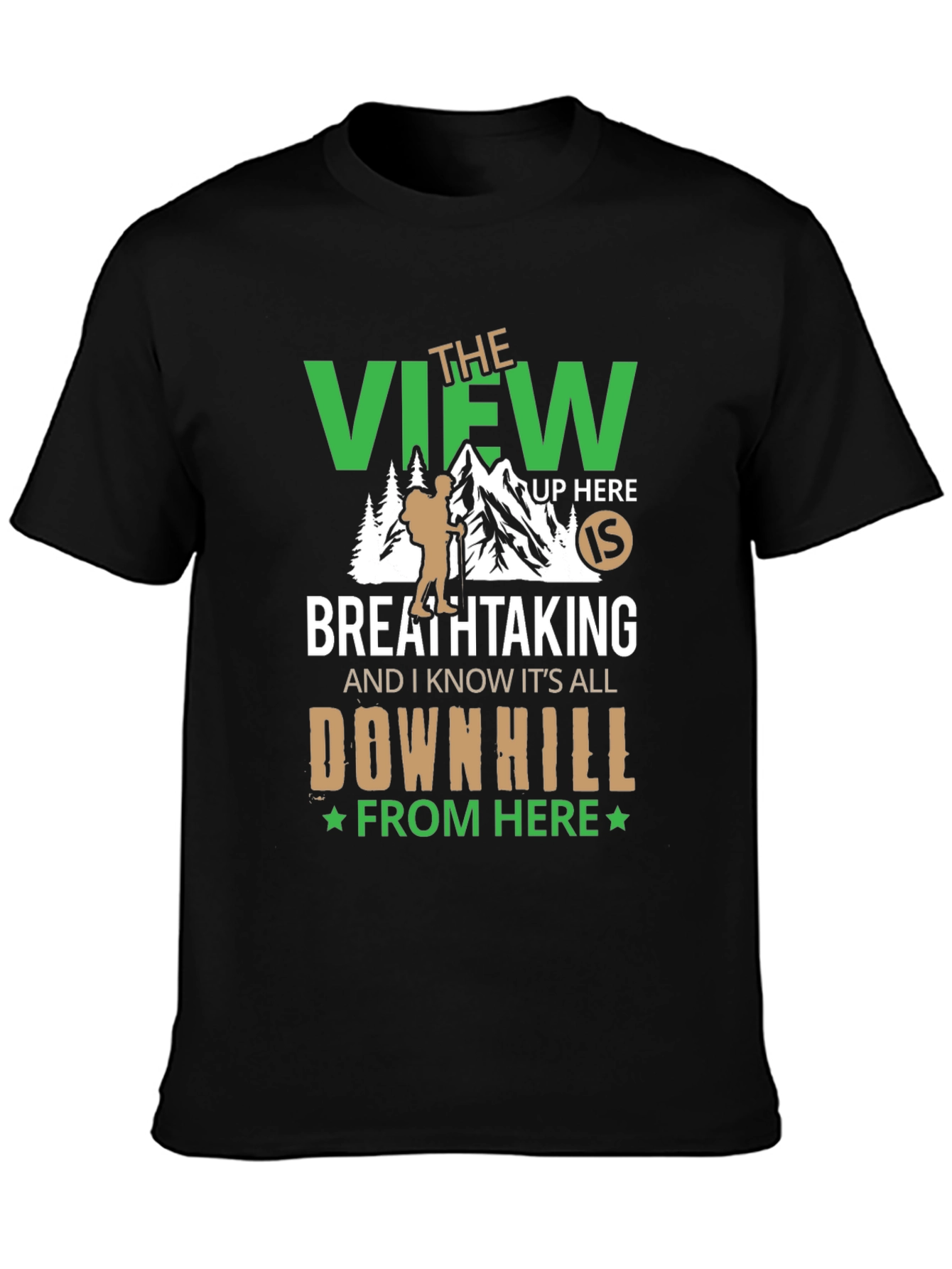 Camiseta Negra: Vista Montaña y Aventura
