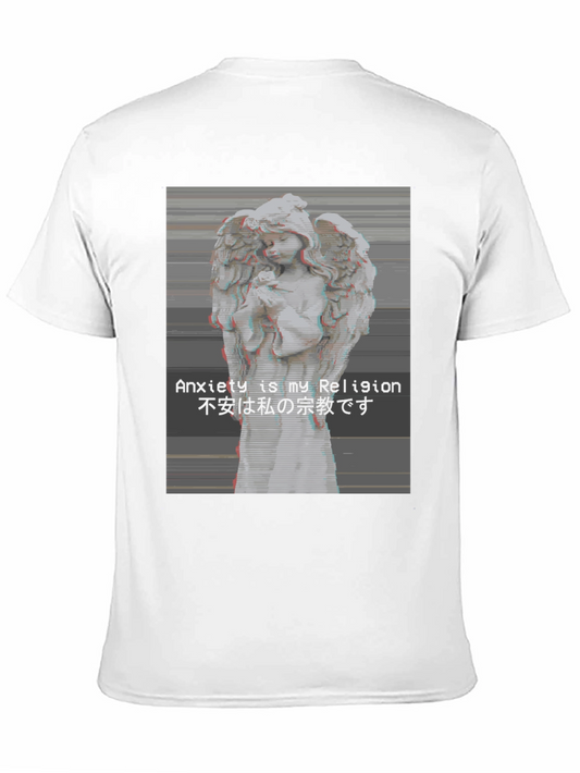 Camiseta Negra Ángel Vaporwave Anxiety is My Religion