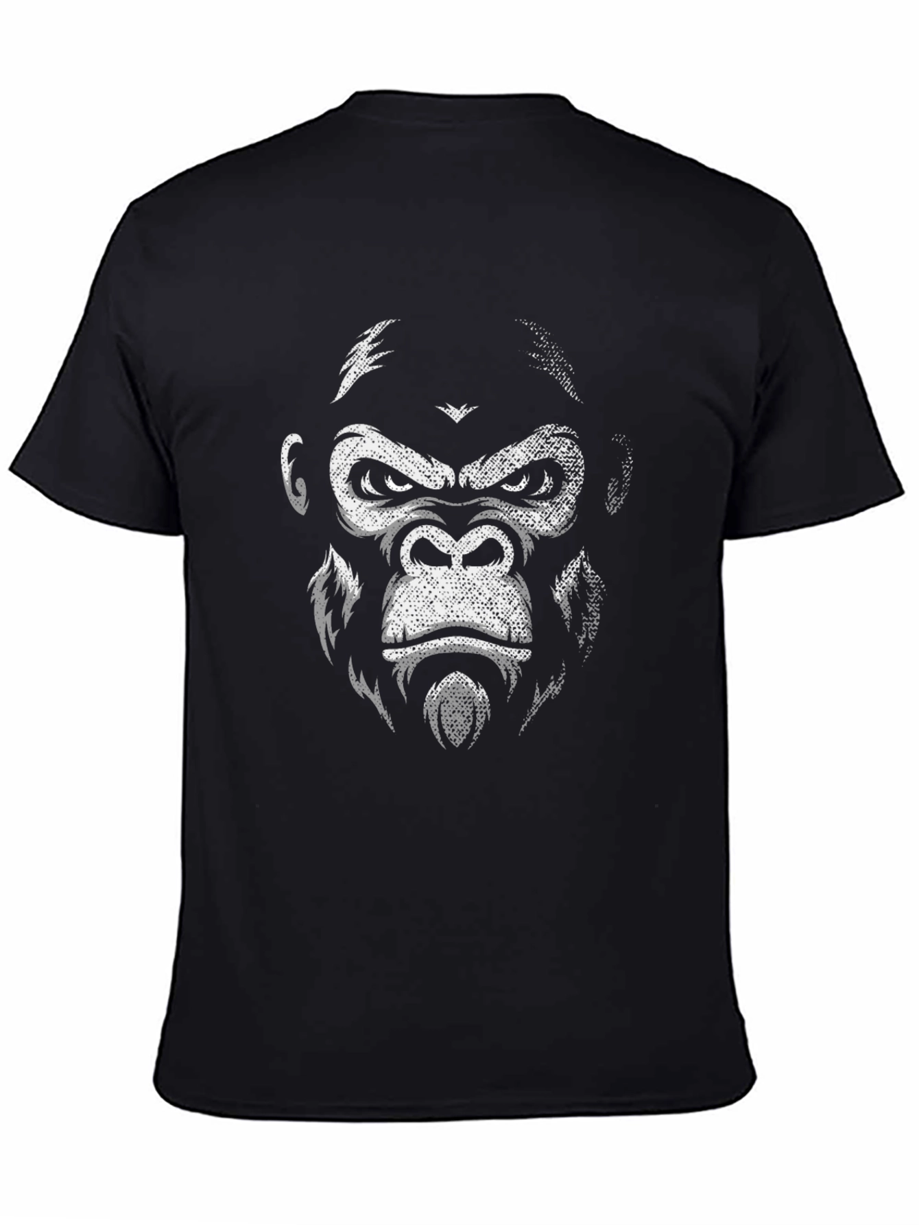 Camiseta Negra con Estampado de Gorila Intenso