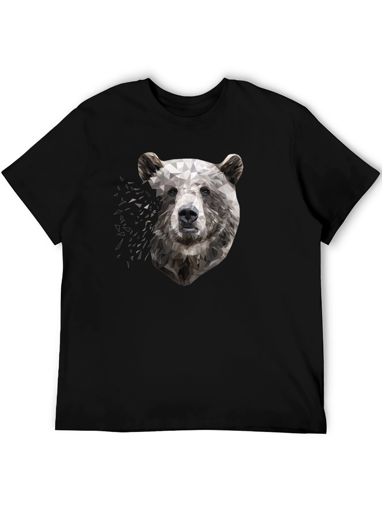 Camiseta Negra con Diseño Oso Geométrico
