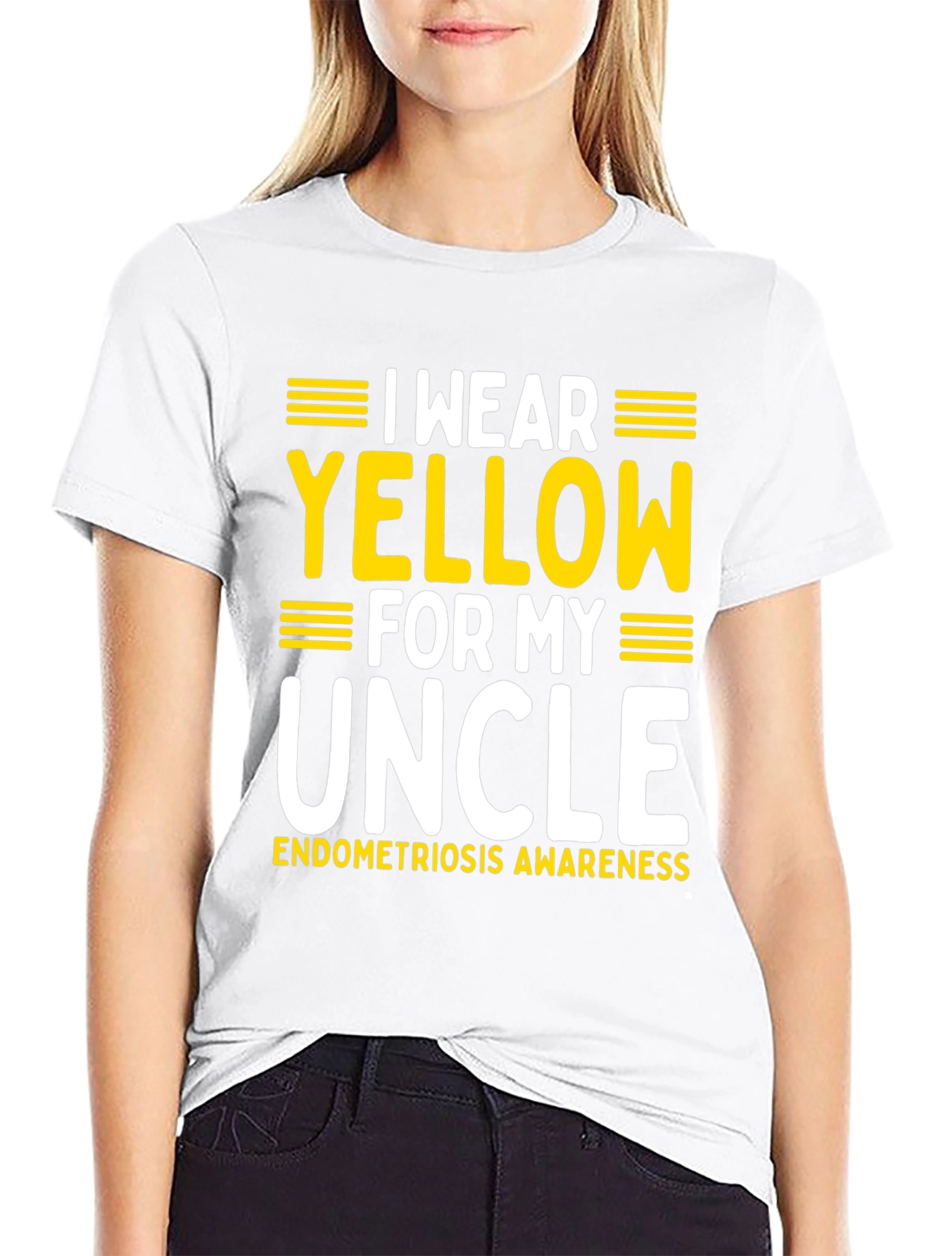 Camiseta Negra Amarillo por mi Tío Concienciación