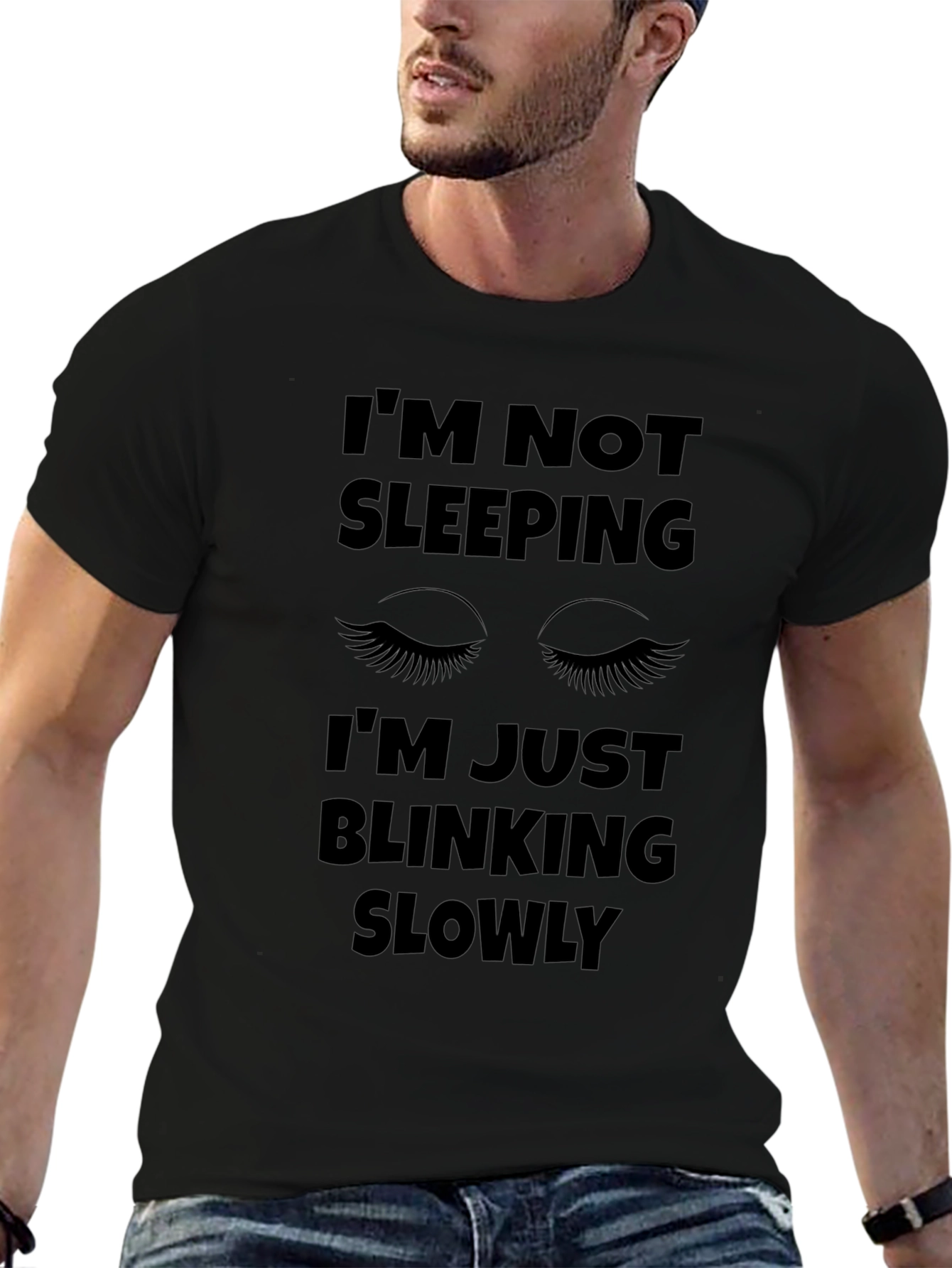 Camiseta Negra con Diseño Divertido Im Not Sleeping