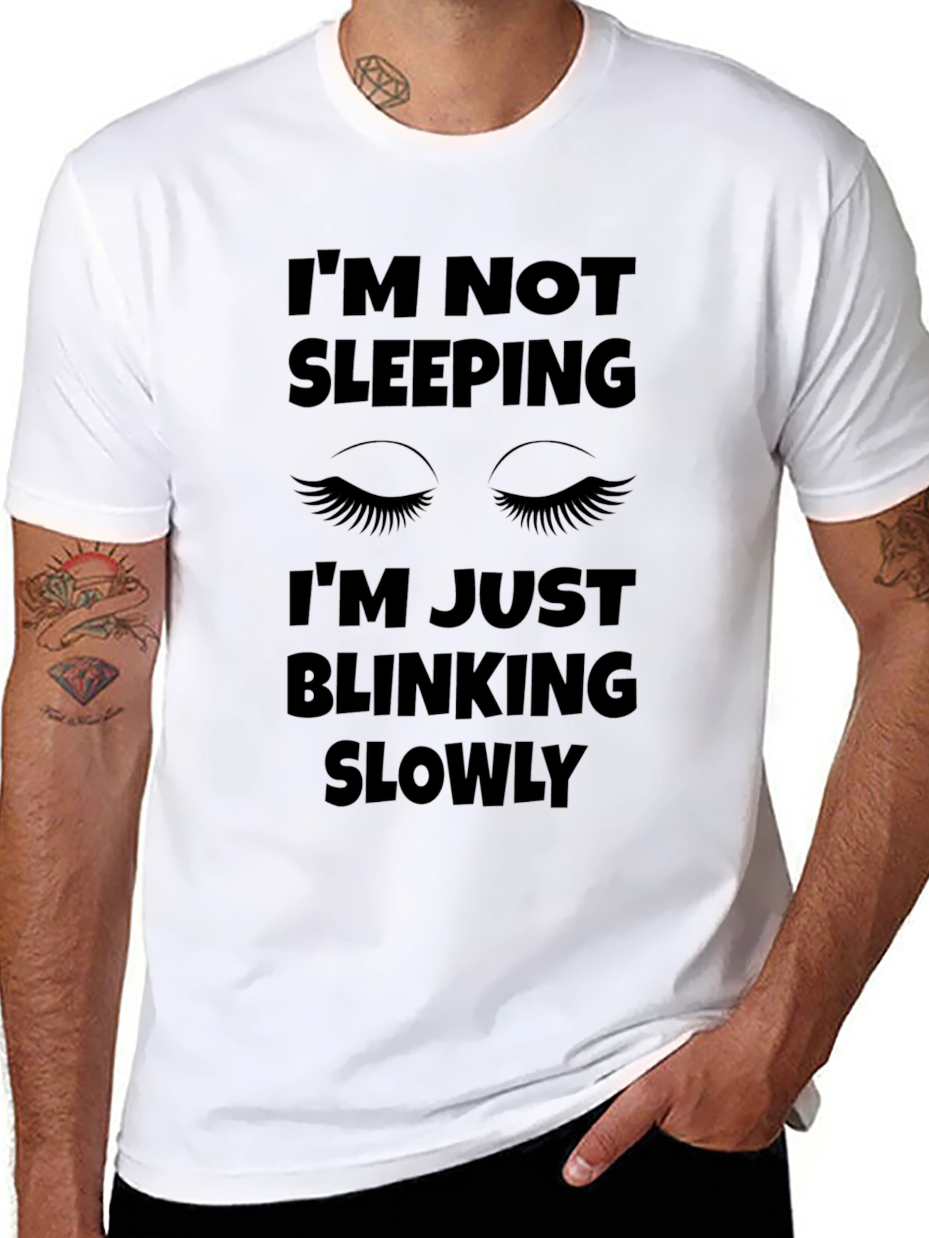 Camiseta Negra con Diseño Divertido Im Not Sleeping