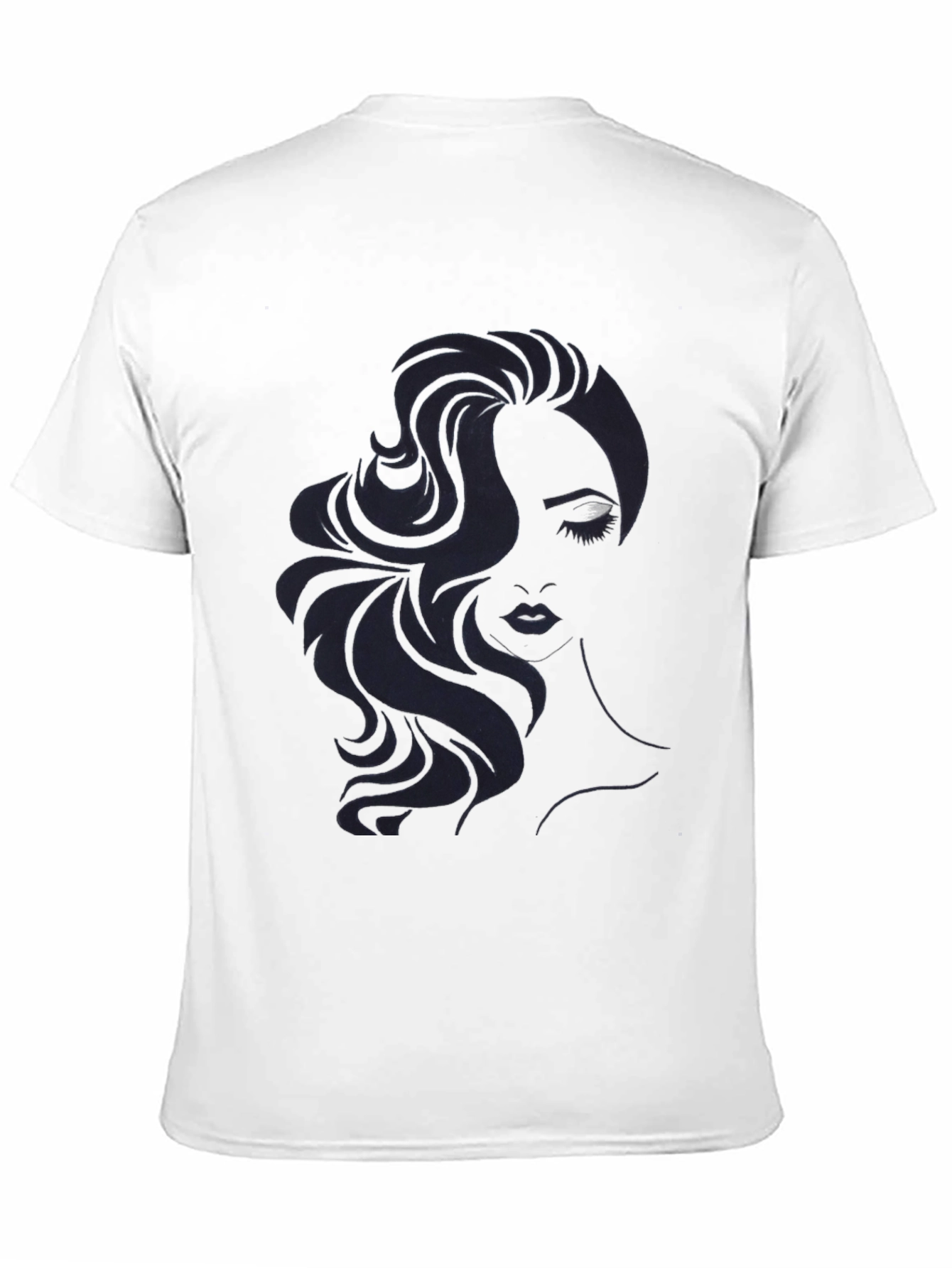 Camiseta Negra con Diseño de Rostro Femenino