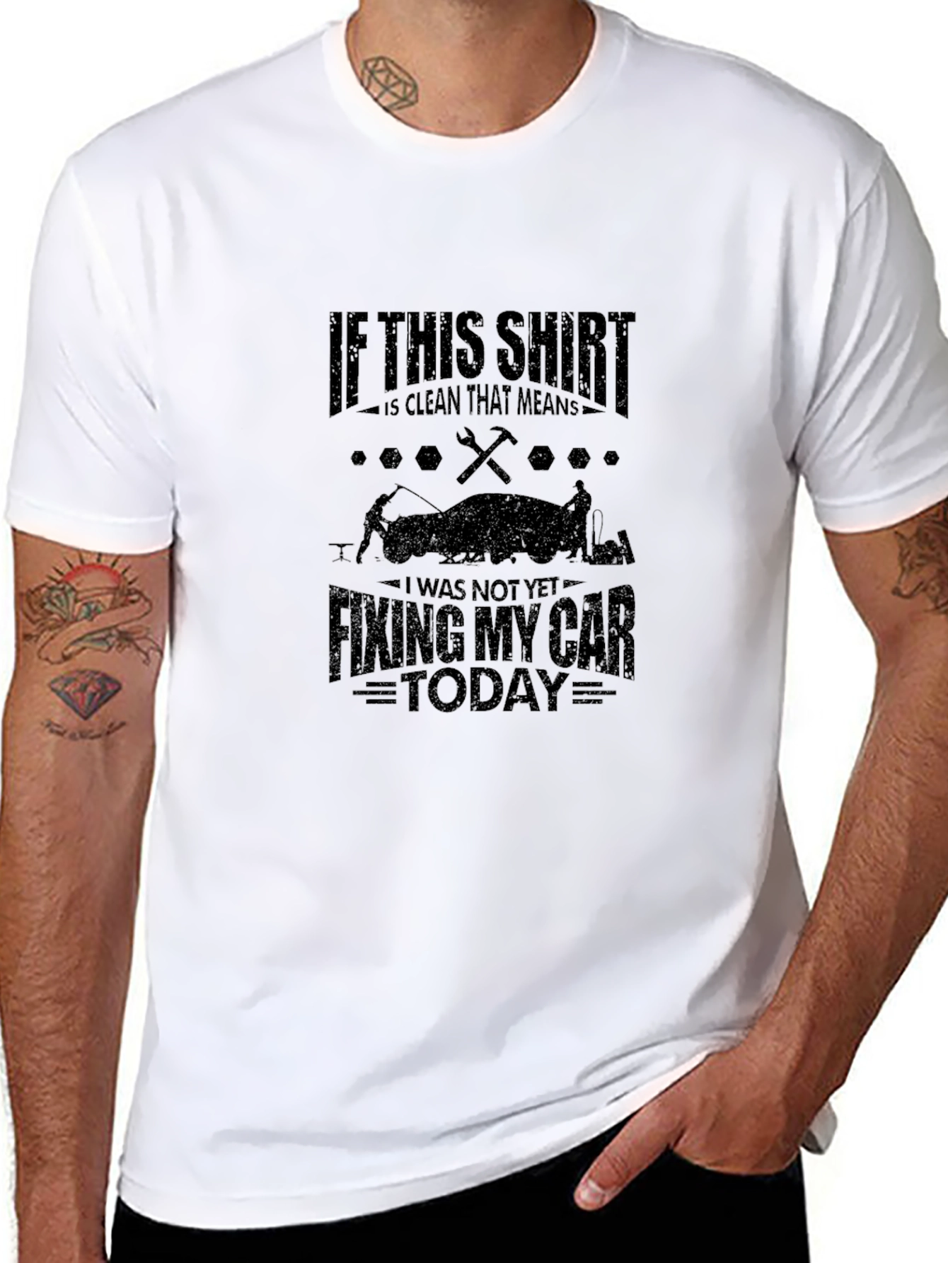 Camiseta Negra Mecánico Arreglando mi coche HOY