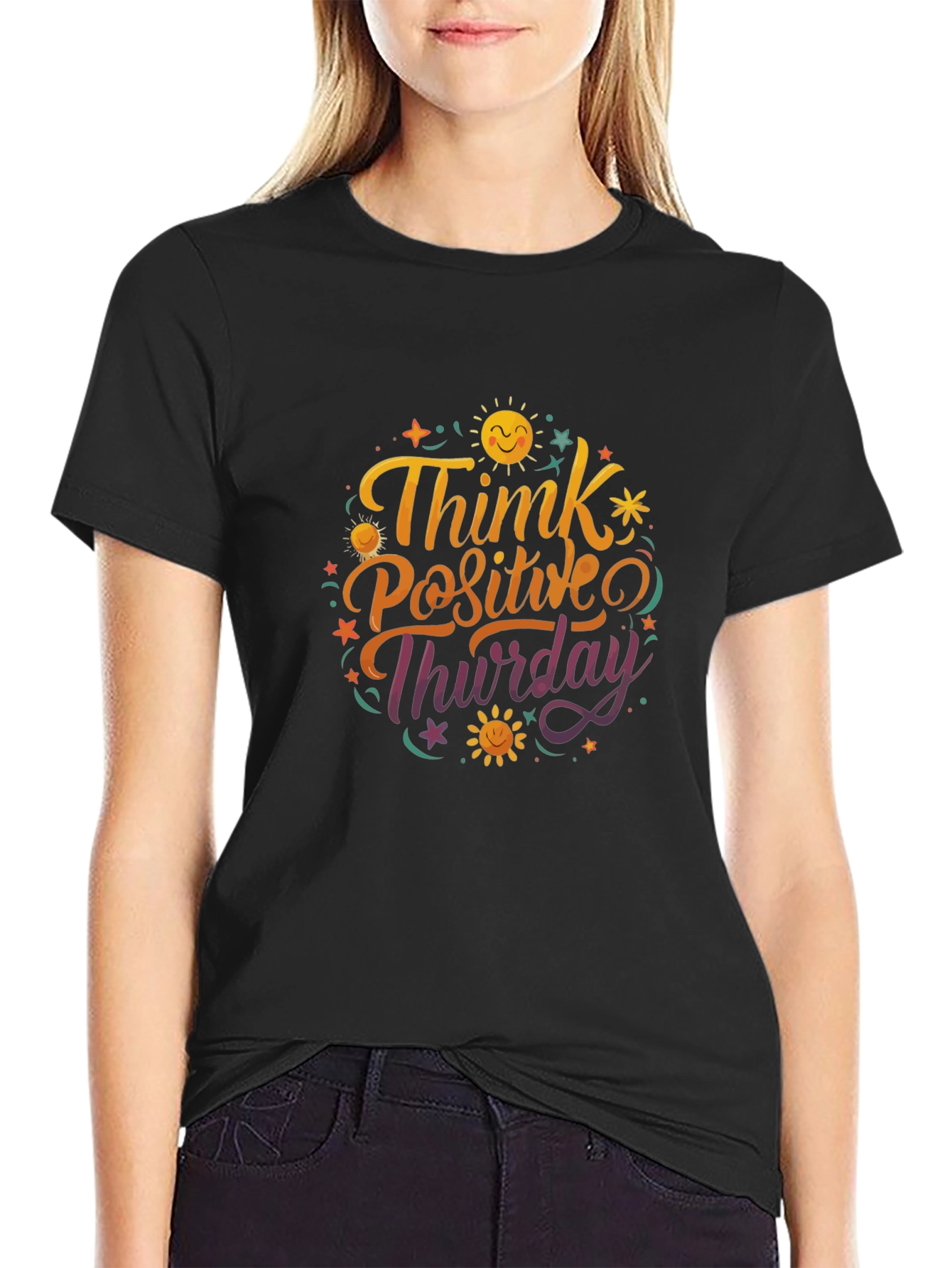 Camiseta Negra Think Positive Thursday
