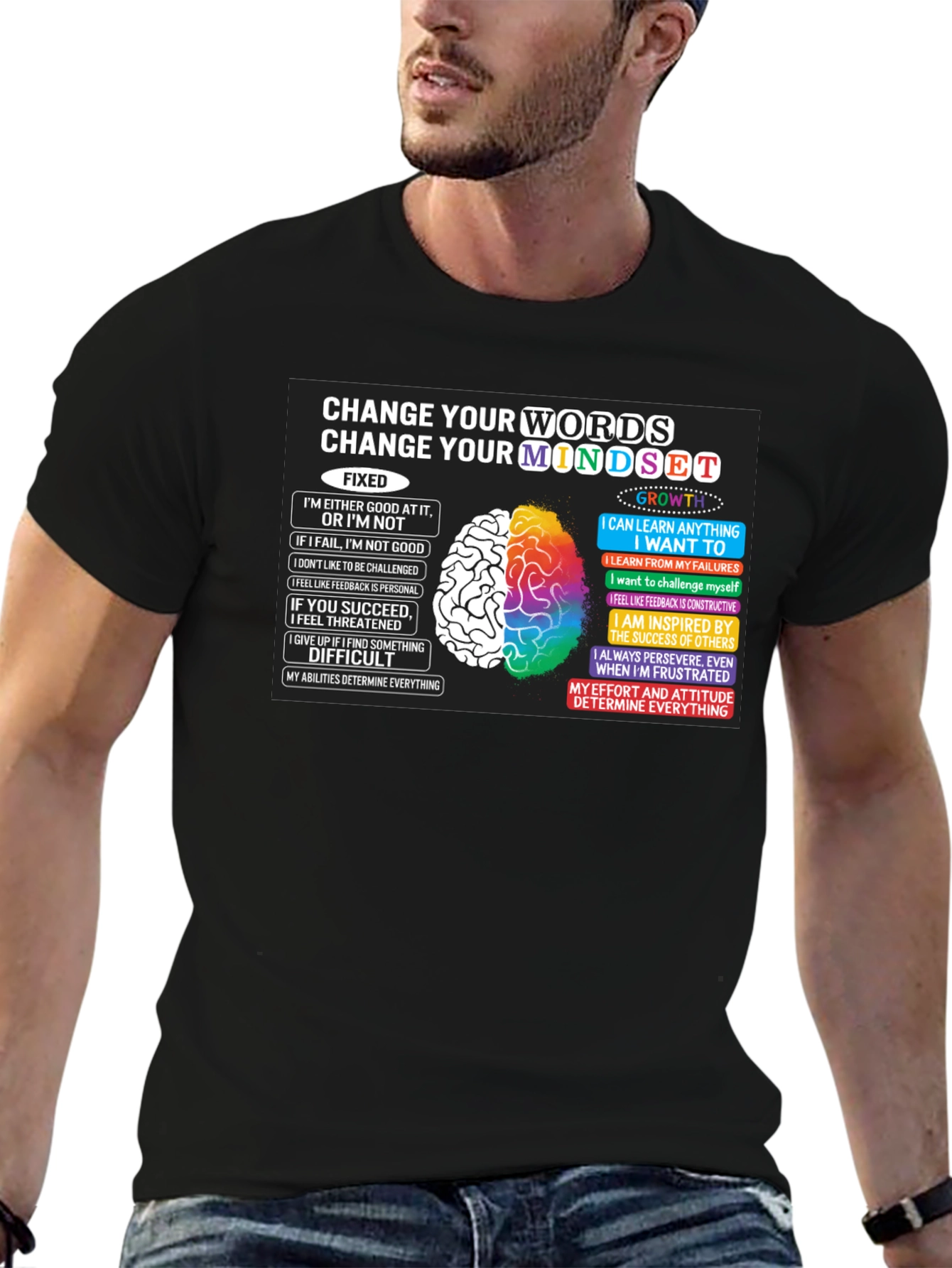 Camiseta Negra Cambia Tu Mentalidad