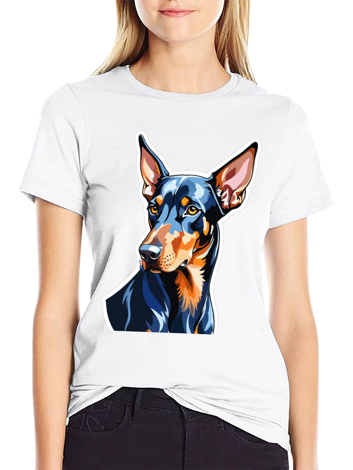 Camiseta Negra con Diseño de Doberman
