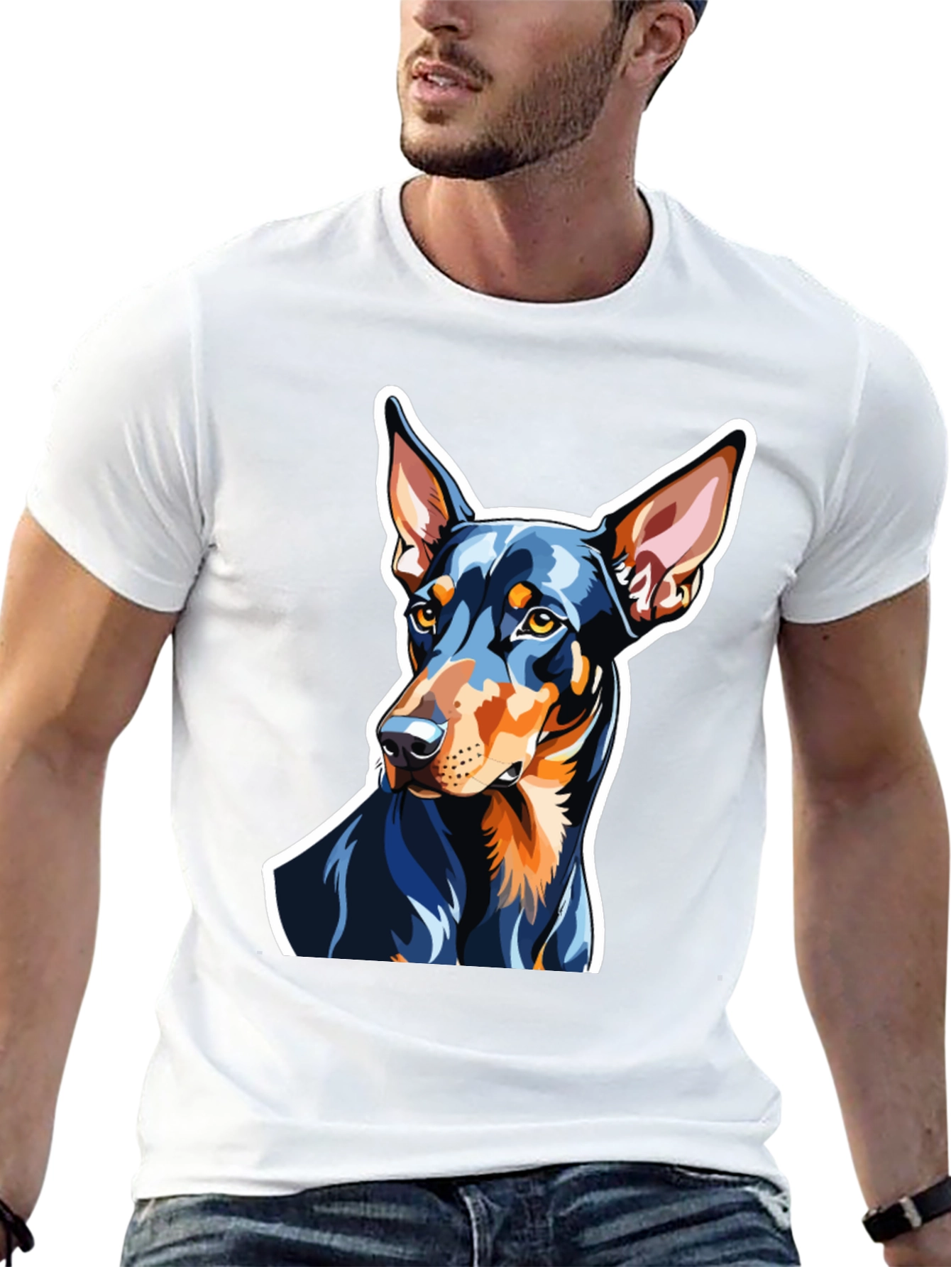 Camiseta Negra con Diseño de Doberman