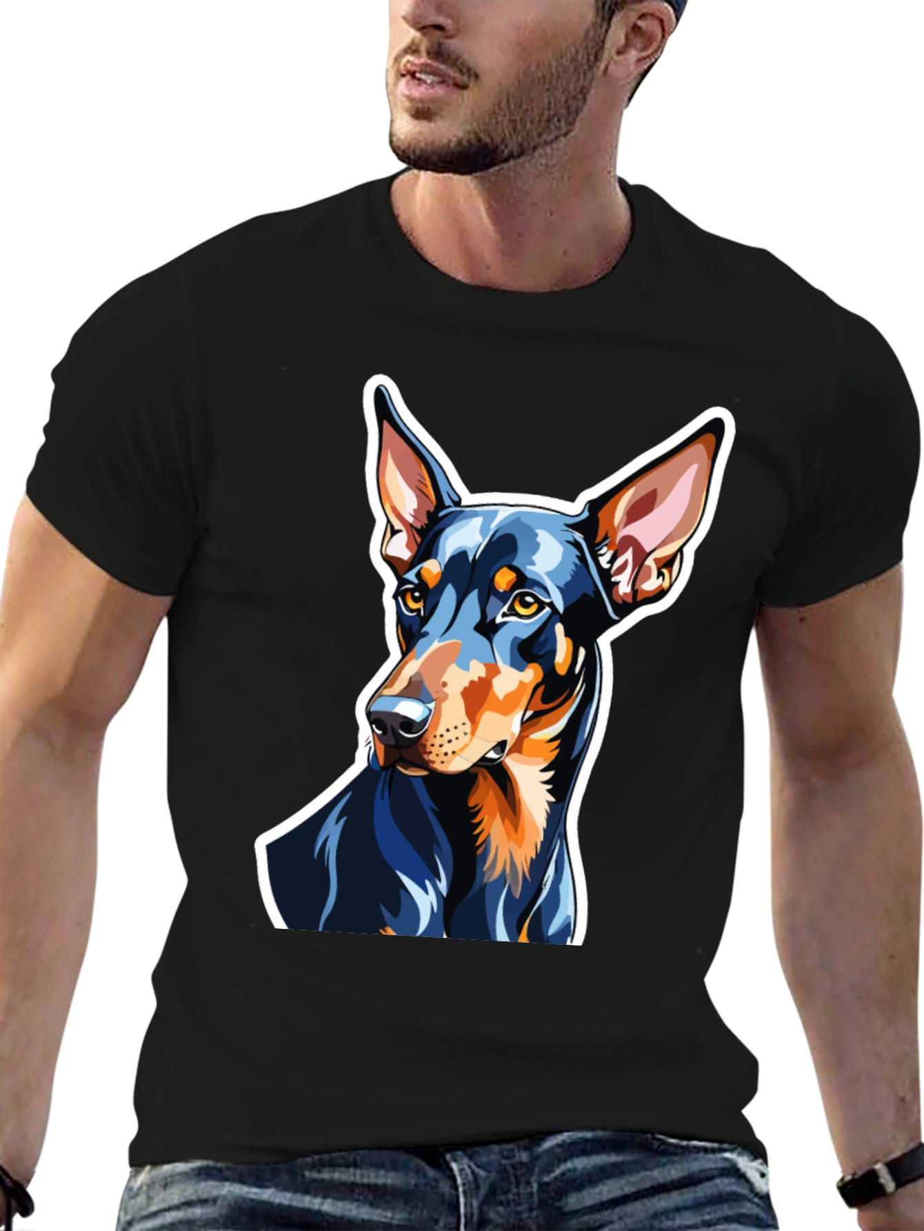 Camiseta Negra con Diseño de Doberman
