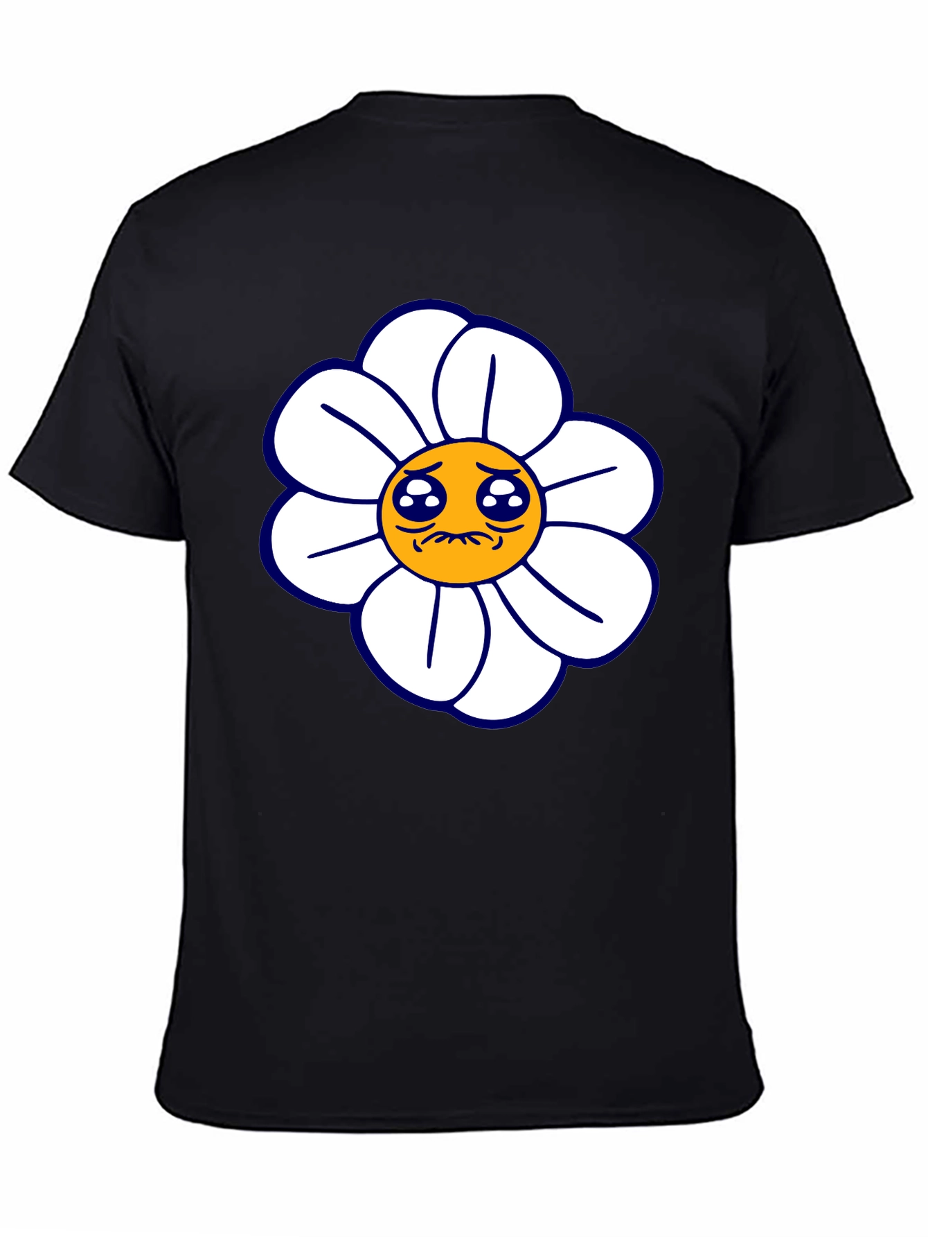 Camiseta Negra con Diseño Floral Triste