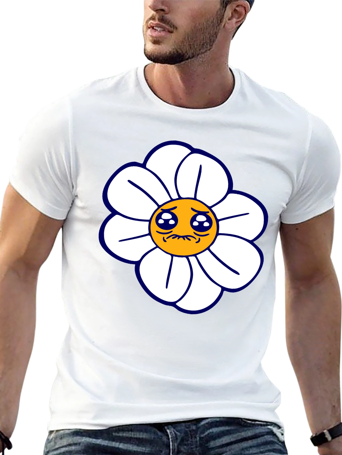 Camiseta Negra con Diseño Floral Triste