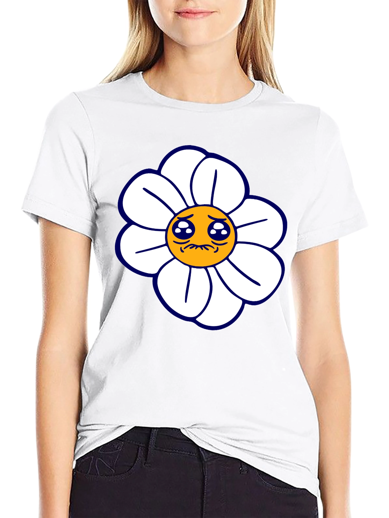 Camiseta Negra con Diseño Floral Triste