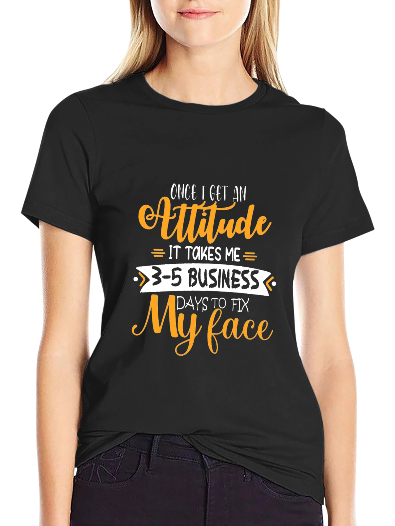 Camiseta Negra con Diseño Gracioso Actitud