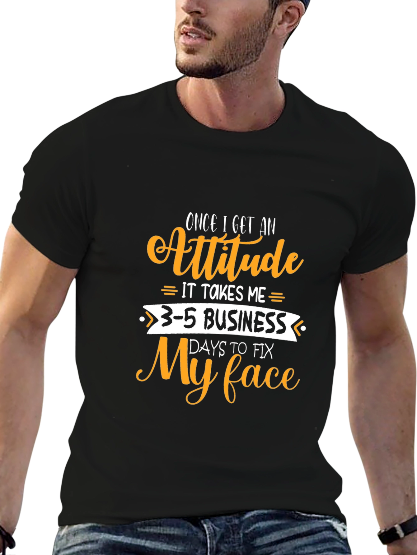 Camiseta Negra con Diseño Gracioso Actitud