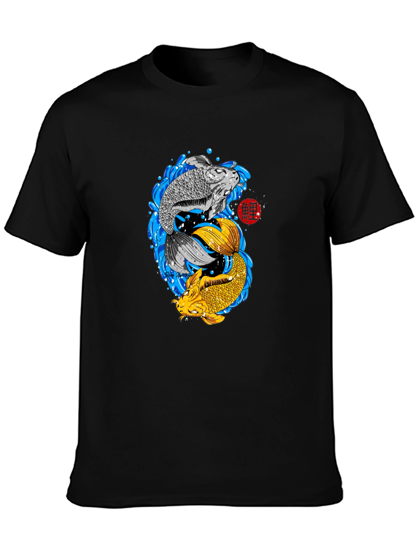 Camiseta Negra con Diseño Koi Yin Yang