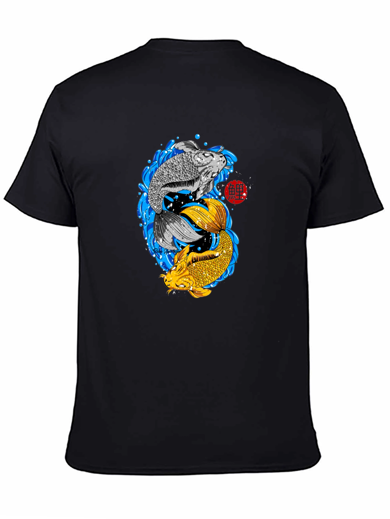 Camiseta Negra con Diseño Koi Yin Yang