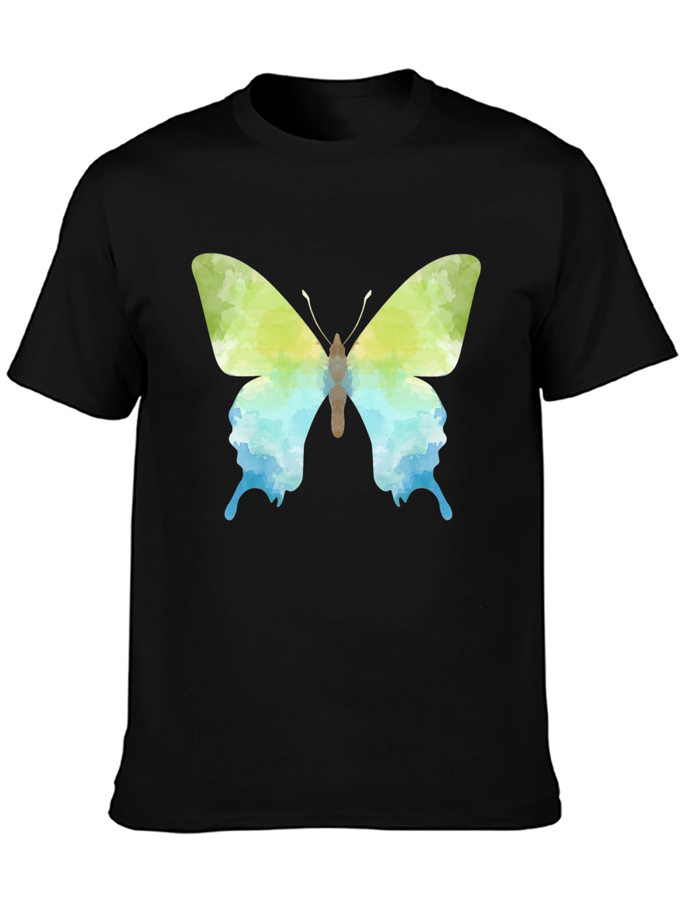 Camiseta Negra con Diseño de Mariposa Acuarela