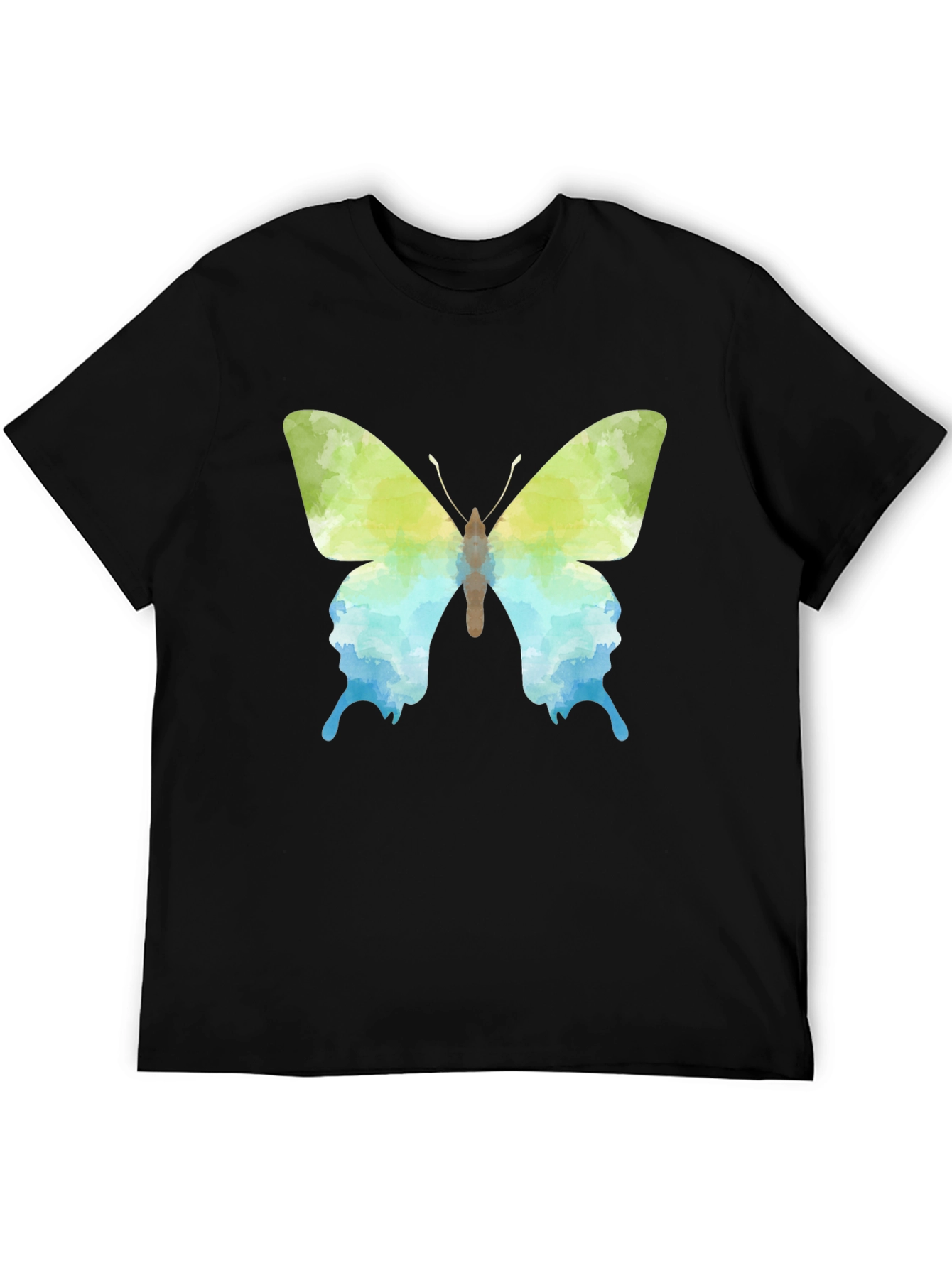 Camiseta Negra con Diseño de Mariposa Acuarela