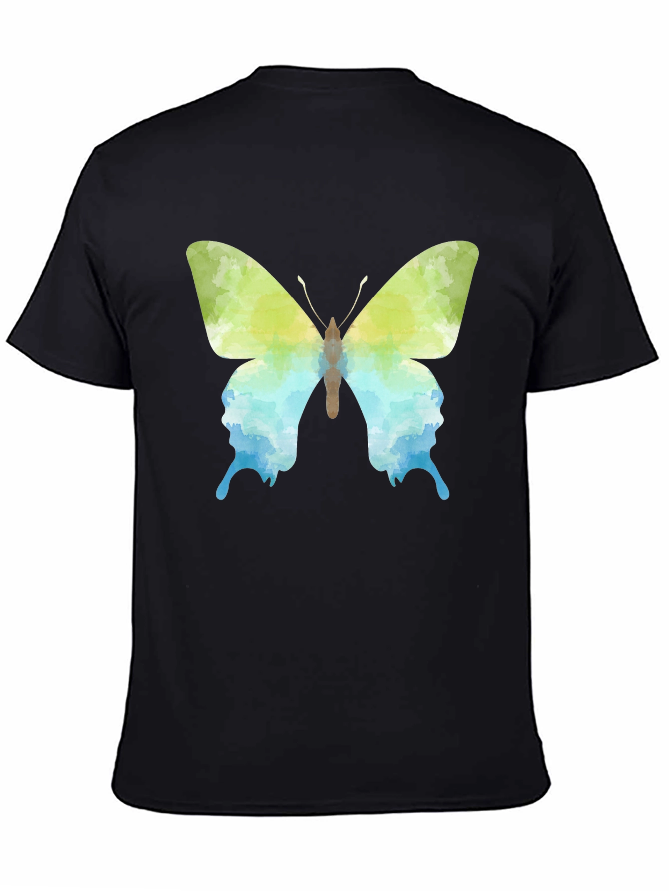 Camiseta Negra con Diseño de Mariposa Acuarela