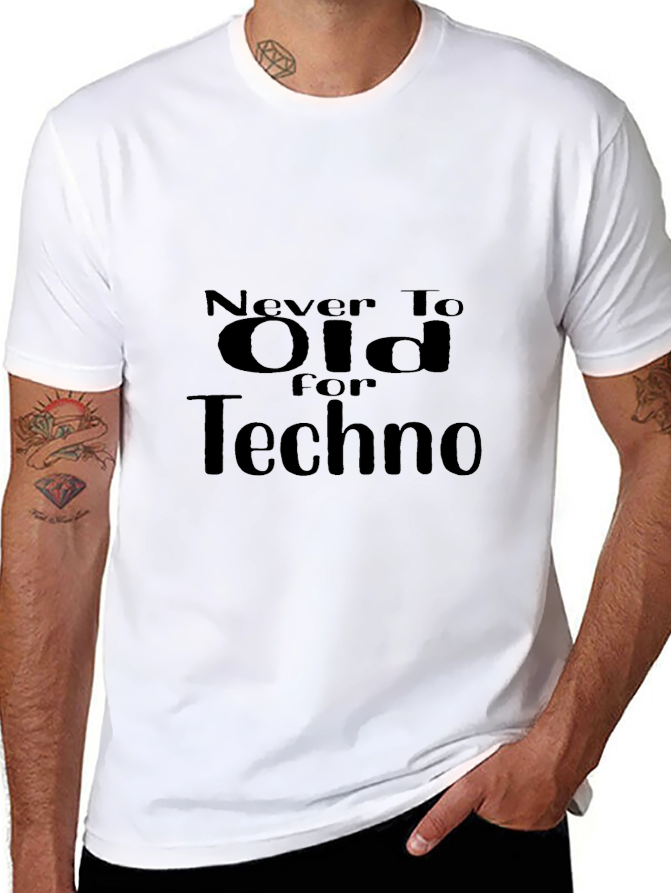 Camiseta Negra Never Too Old For Techno
