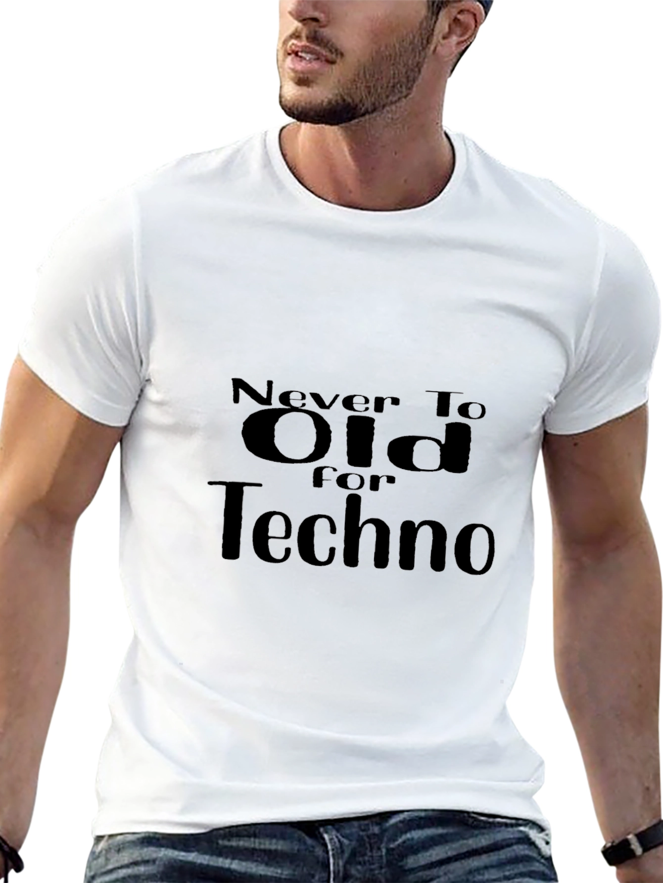 Camiseta Negra Never Too Old For Techno