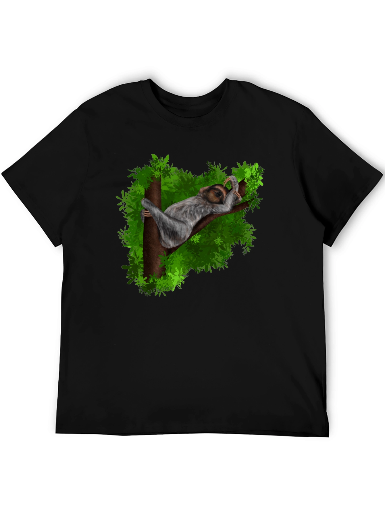 Camiseta Negra con Diseño de Perezoso Durmiendo