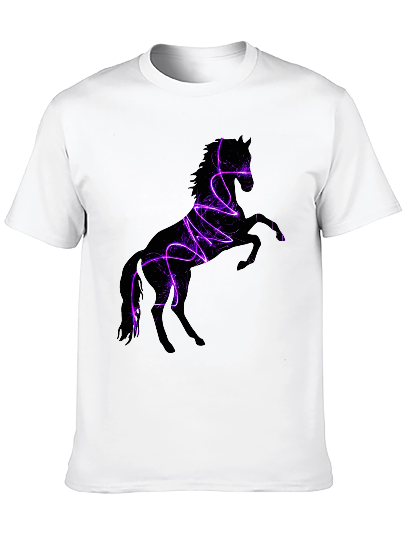 Camiseta Negra con Diseño de Caballo Eléctrico