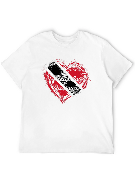 Camiseta Negra con Corazón de Trinidad y Tobago